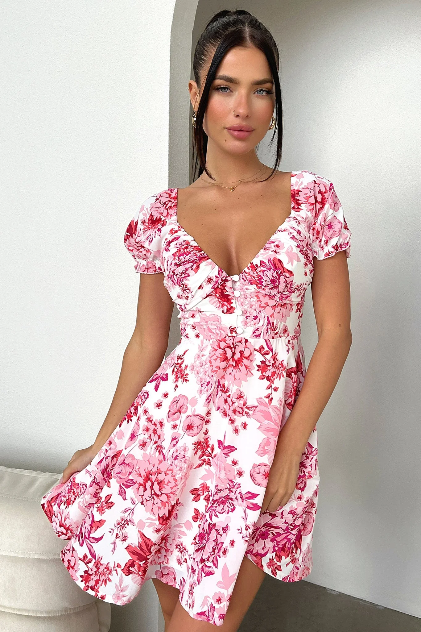 Solem Mini Dress - Pink/Red Floral