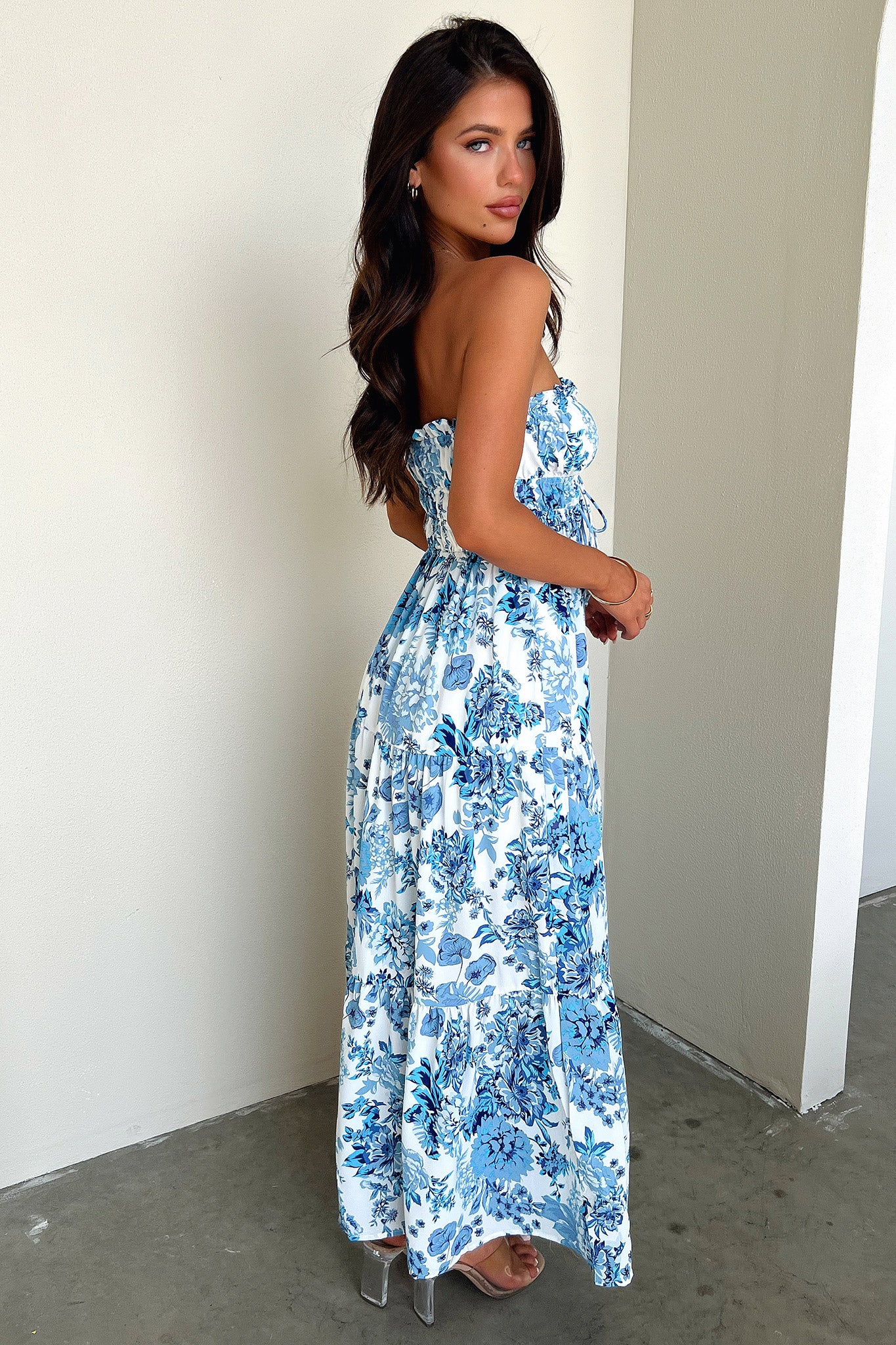 Skain Maxi Dress - Blue Floral