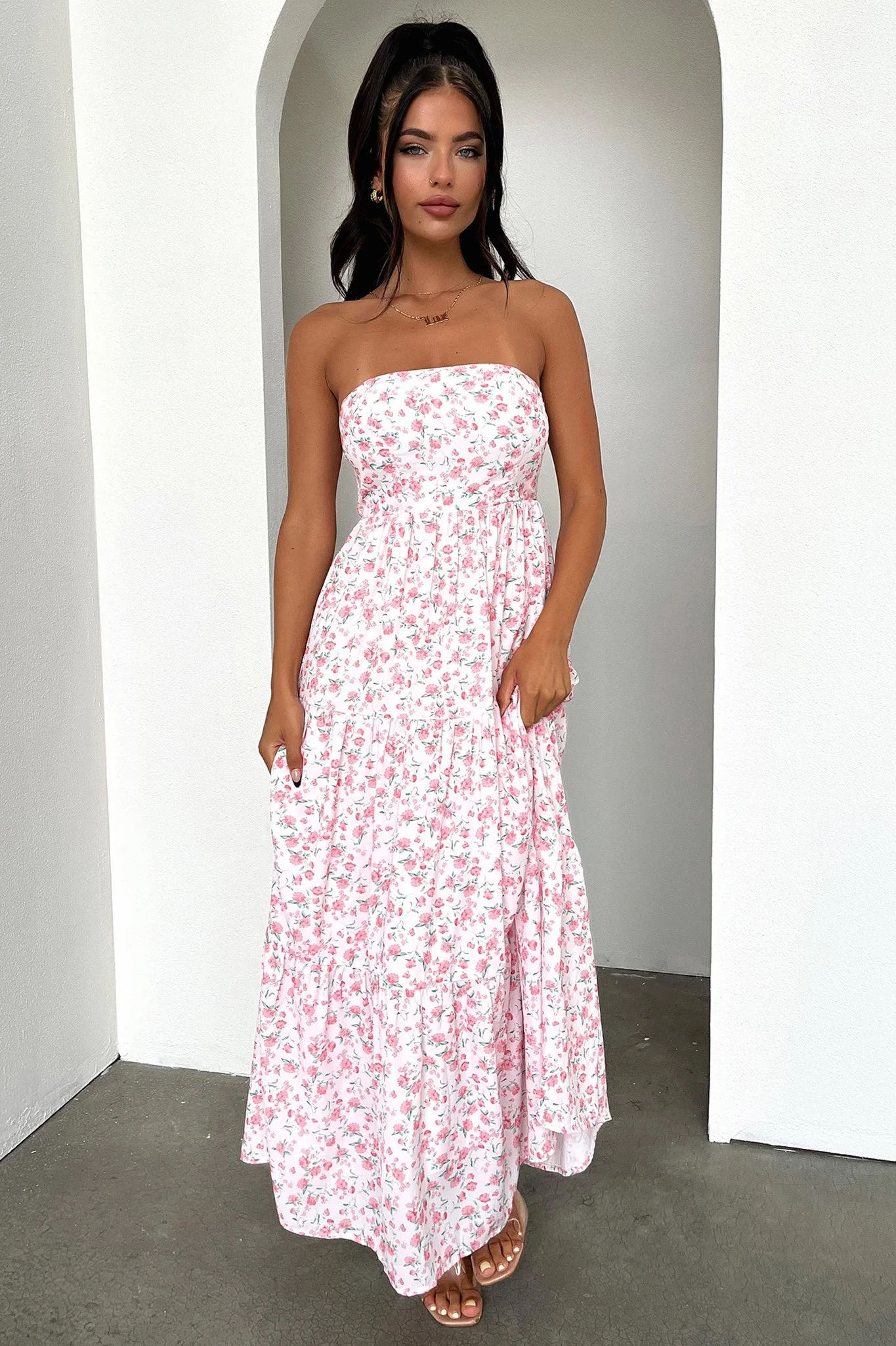 Hailey Maxi Dress - Pink Floral