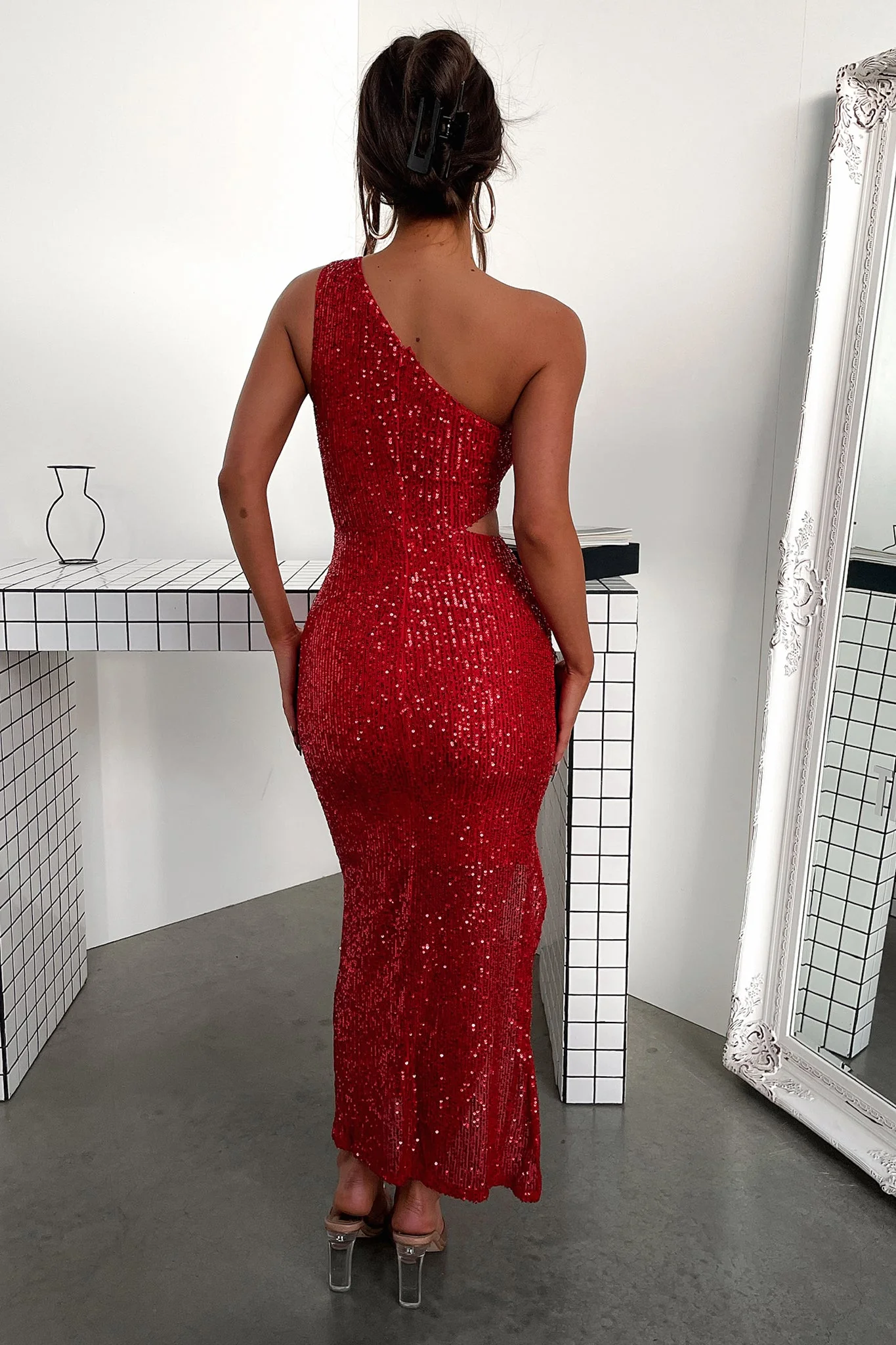 Dura Midi Dress - Red Sequin
