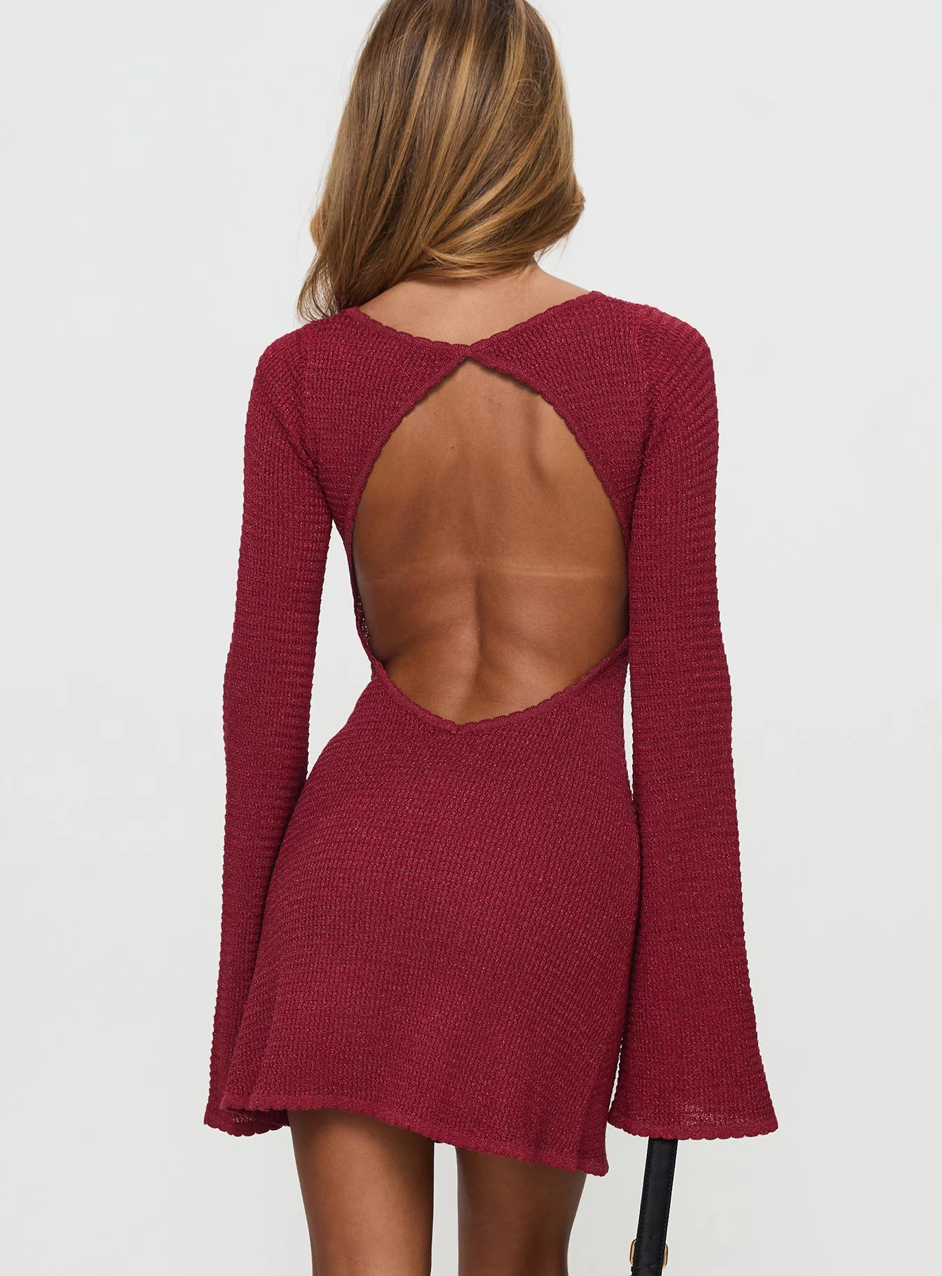 Rhapsody Long Sleeve Knit Mini Dress Red