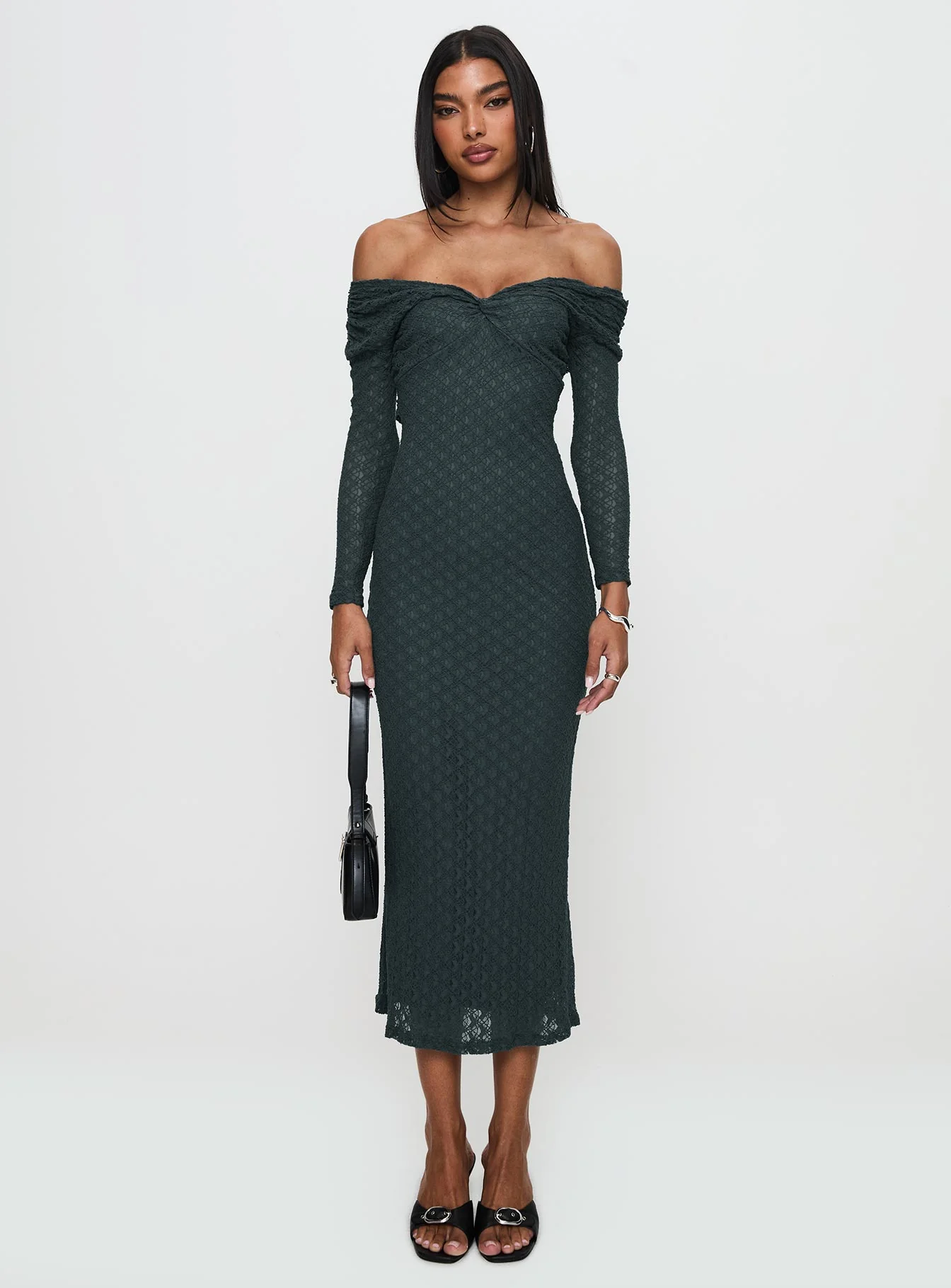 Elexis Off The Shoulder Maxi Dress Blue