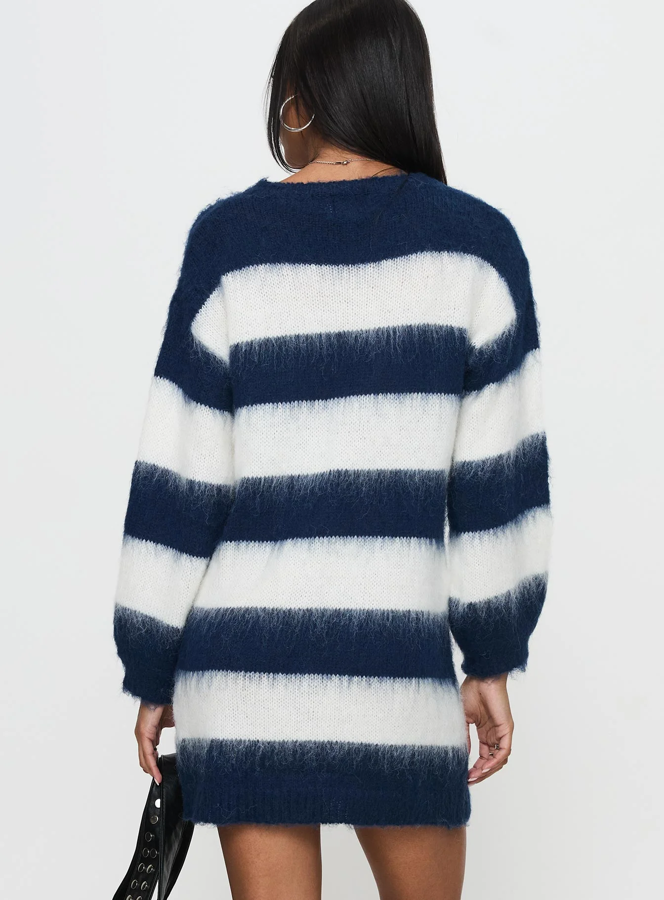 Iryna Long Sleeve Knit Mini Dress Navy / White Stripe