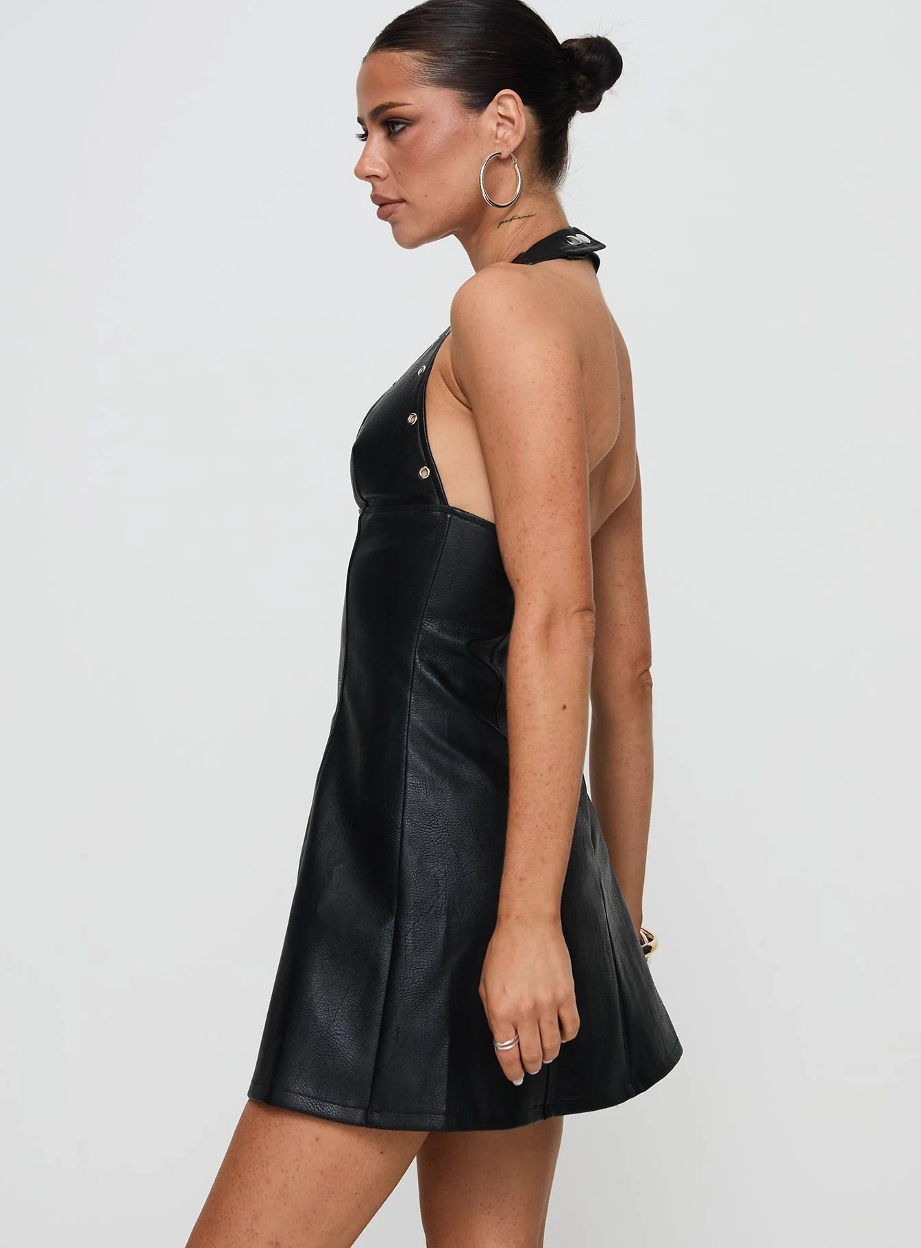 Hit Different Faux Leather Mini Dress Black