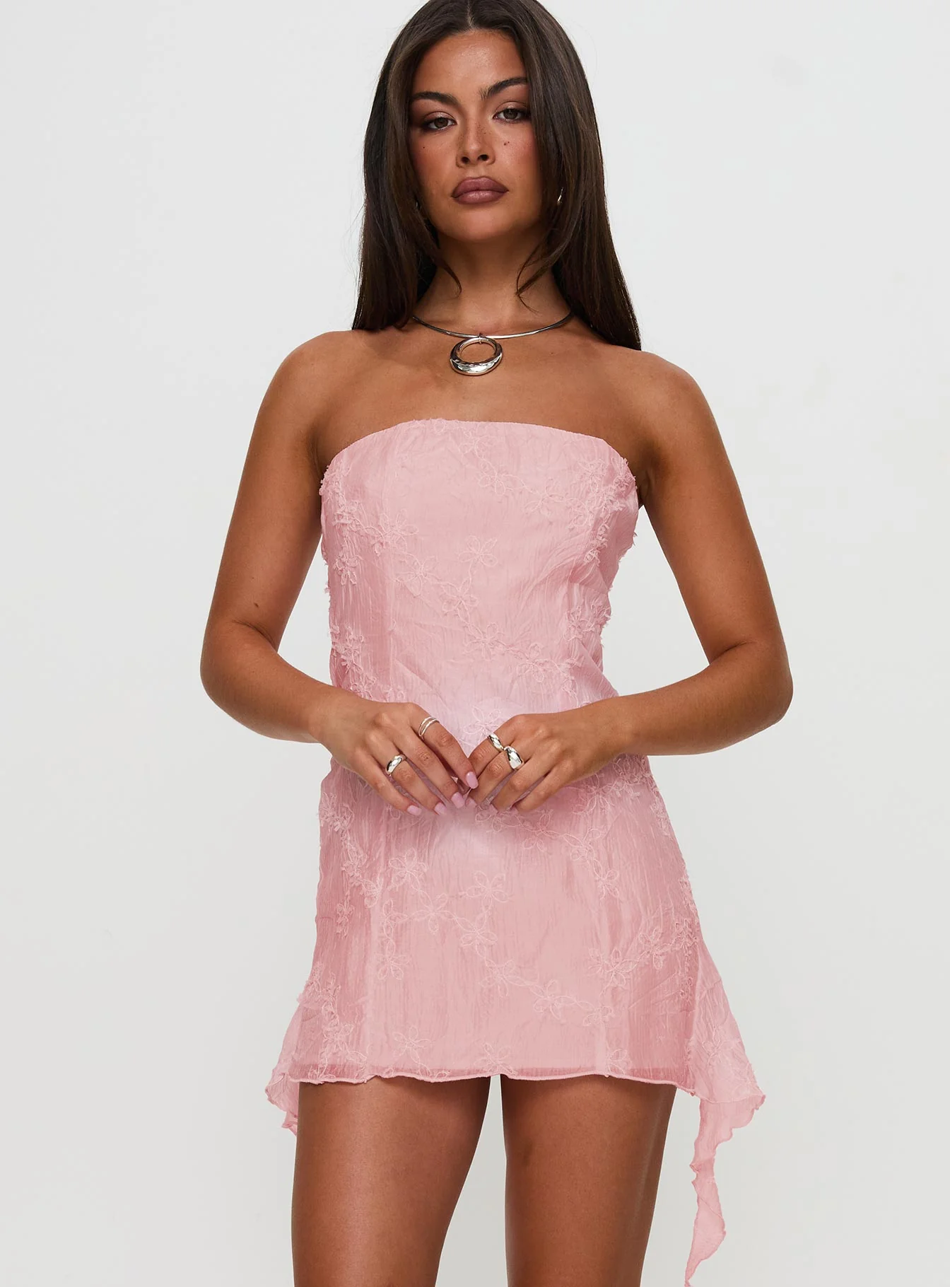 Tomika Strapless Mini Dress Pink Petite