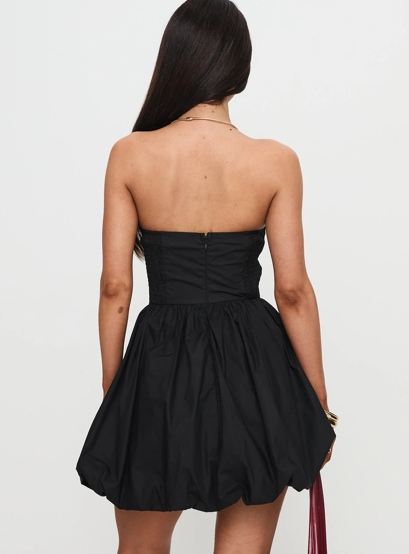 Melaina Bubble Hem Mini Dress Black