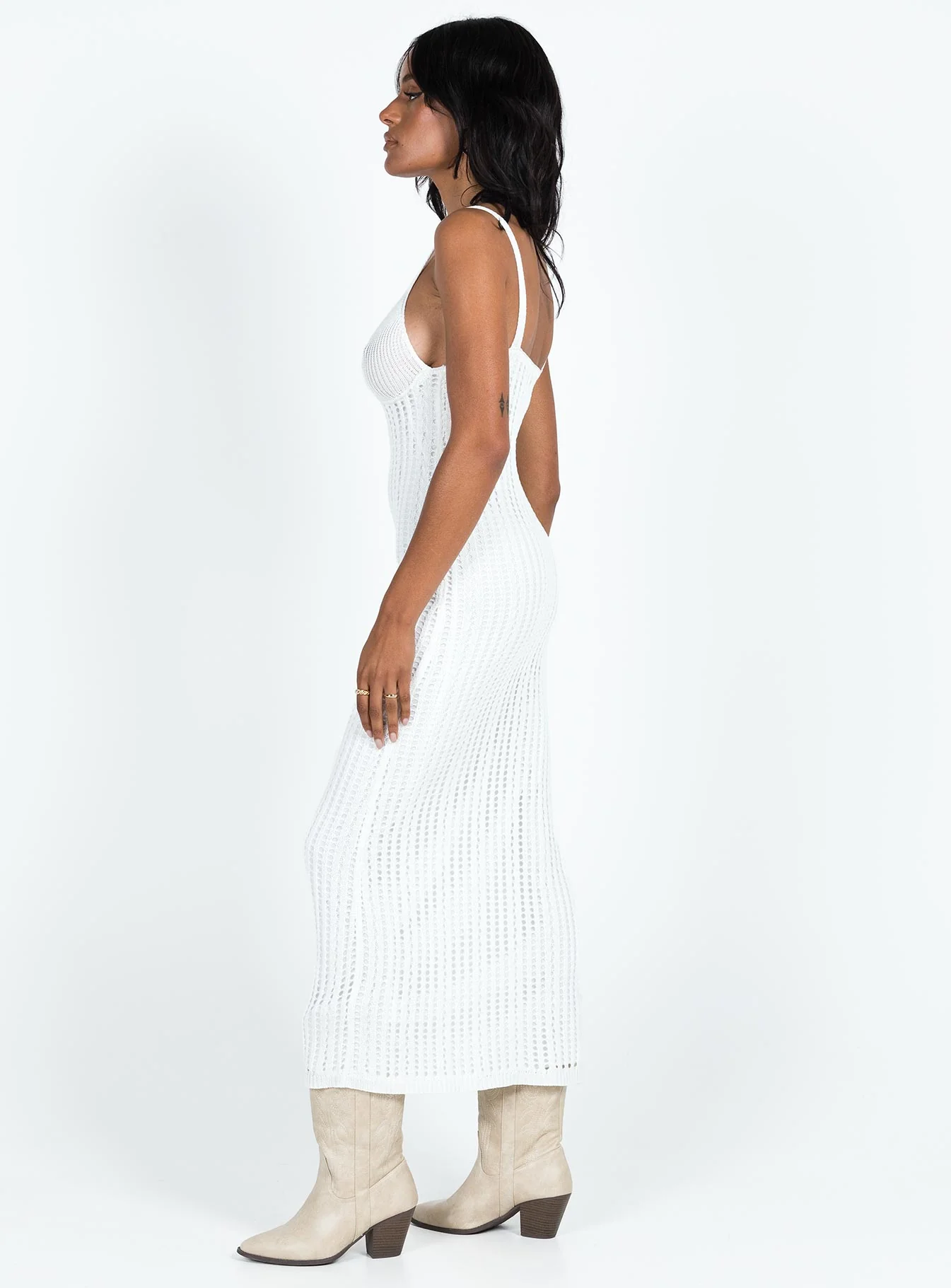Francie Knit Midi Dress White