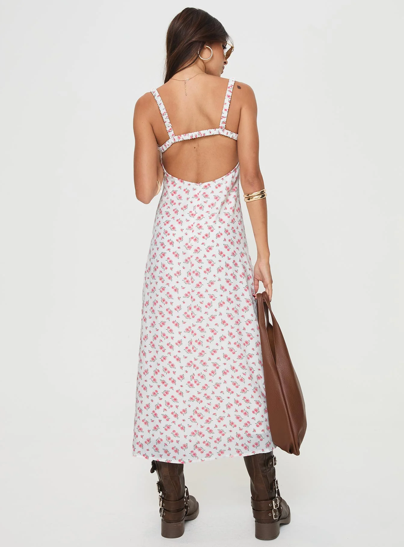 Georgia Midi Dress White / Pink Floral