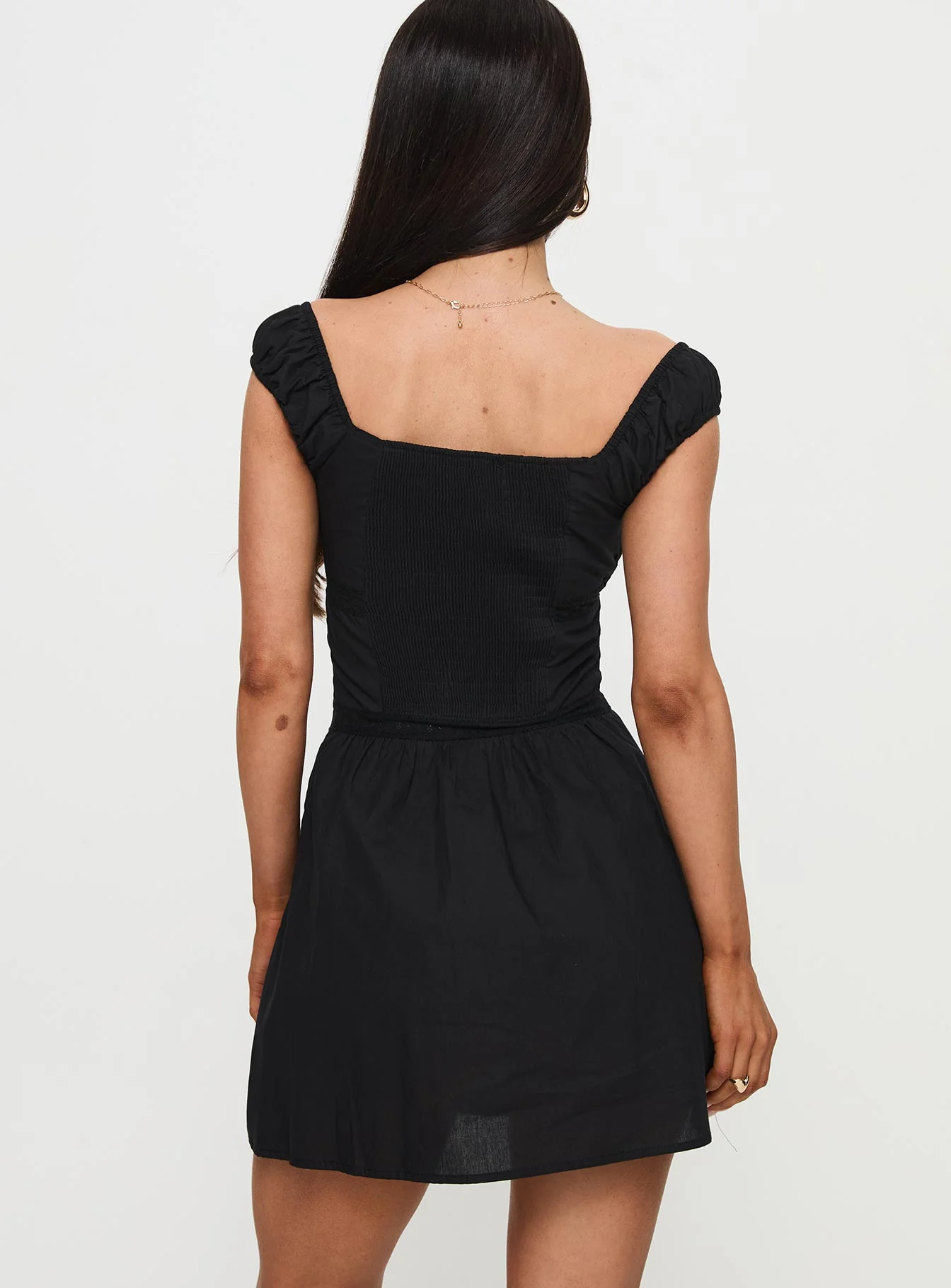 Peonia Lace Mini Dress Black