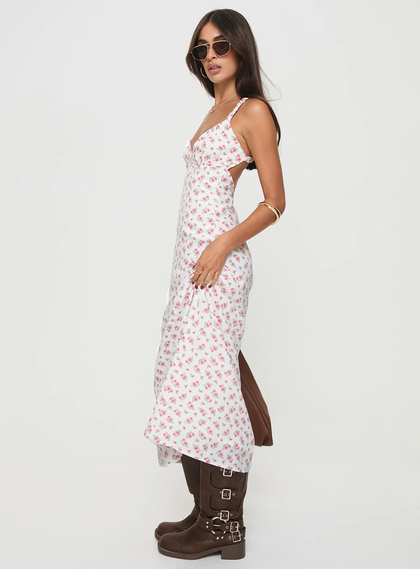 Georgia Midi Dress White / Pink Floral
