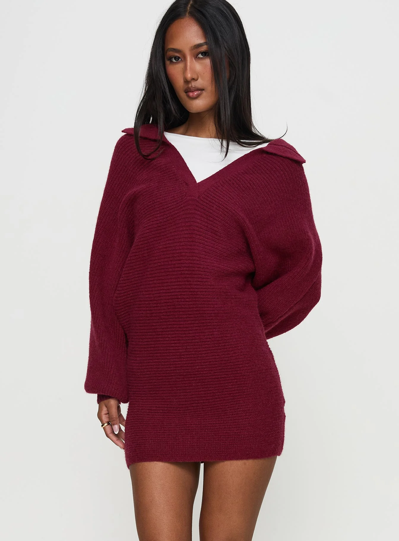 Thorelle Sweater Mini Dress Burgundy