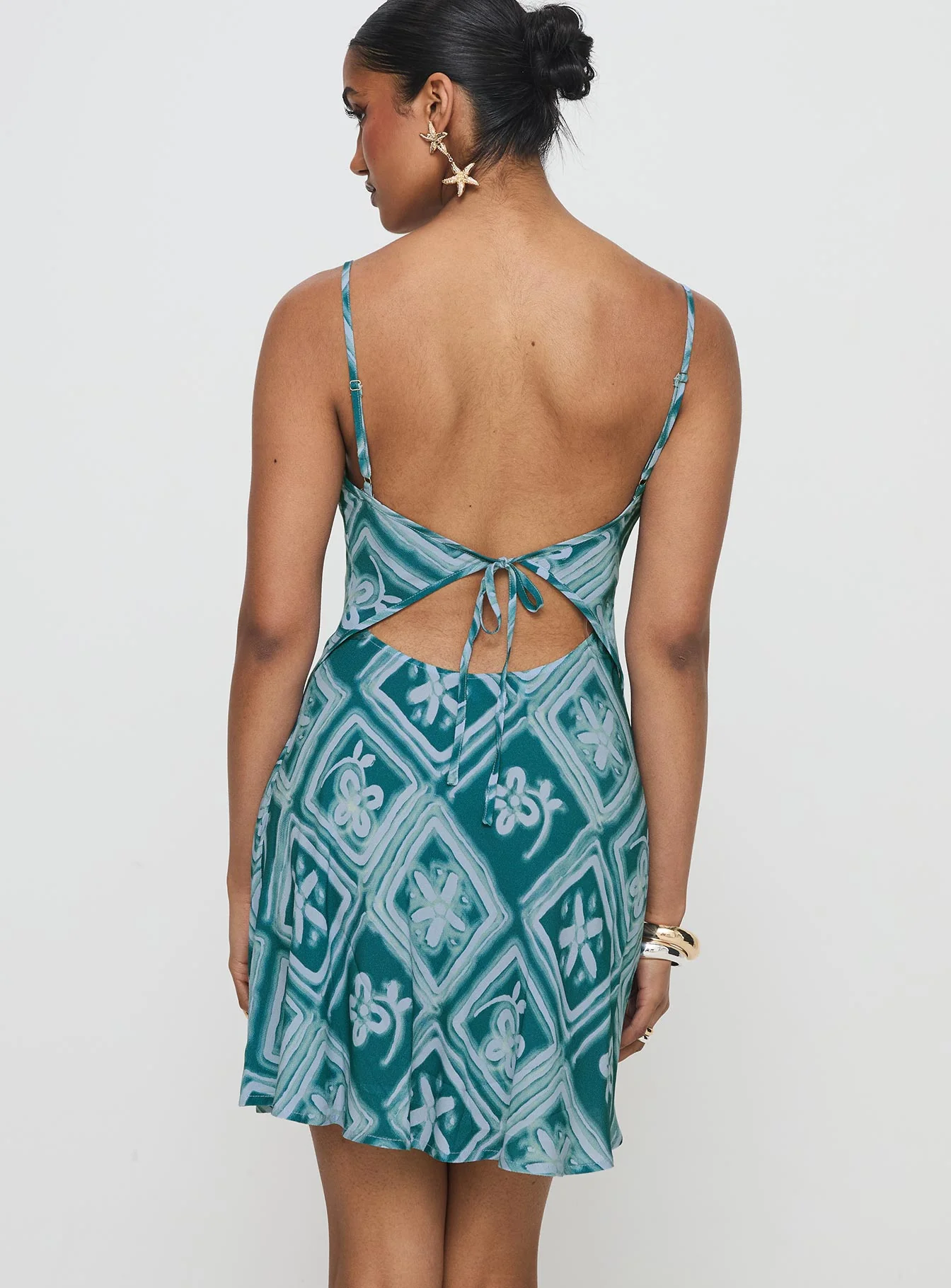 Vittorio Bias Cut Mini Dress Blue