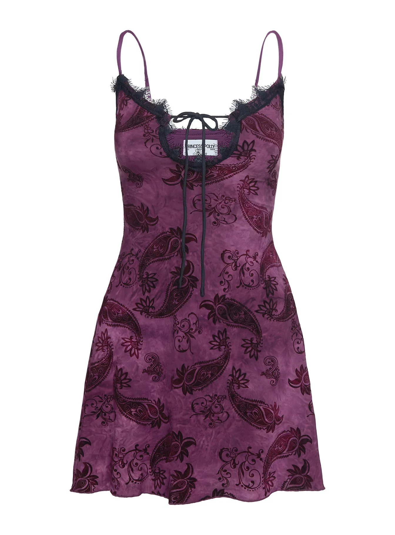 Foliage Lace Cut Out Mini Dress Purple