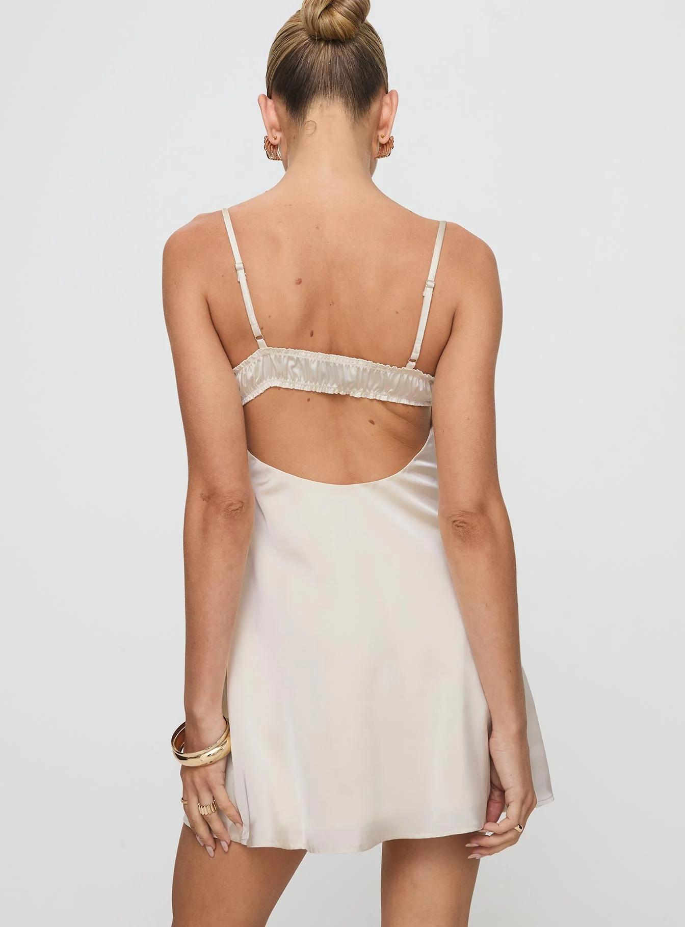 Decipher Satin Mini Dress Ivory