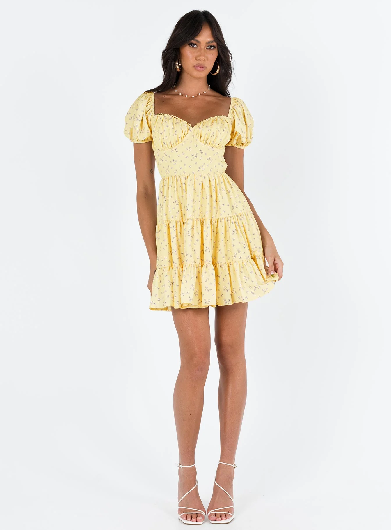 Danny Mini Dress Yellow Floral