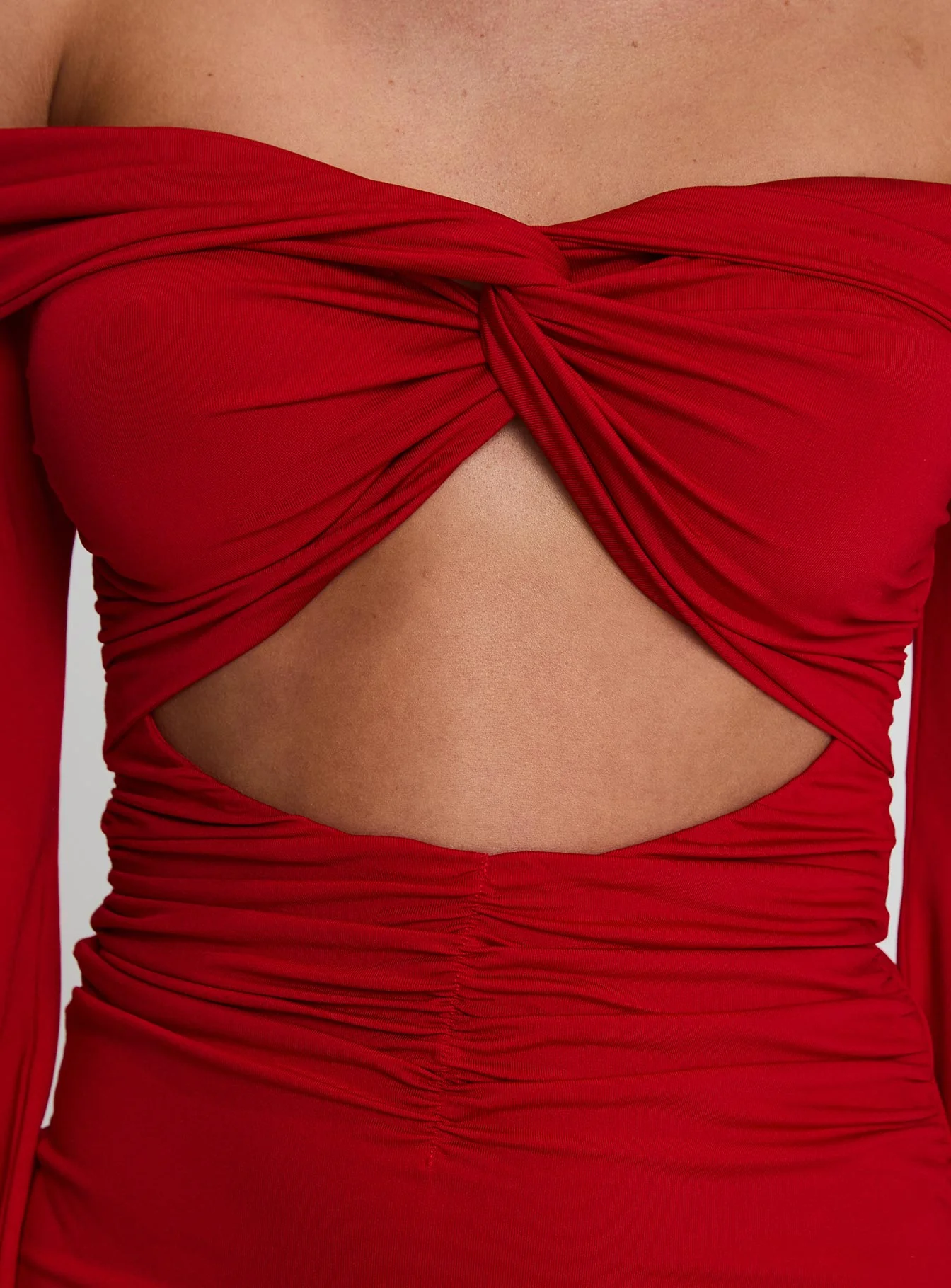 Vistoria Long Sleeve Mini Dress Red