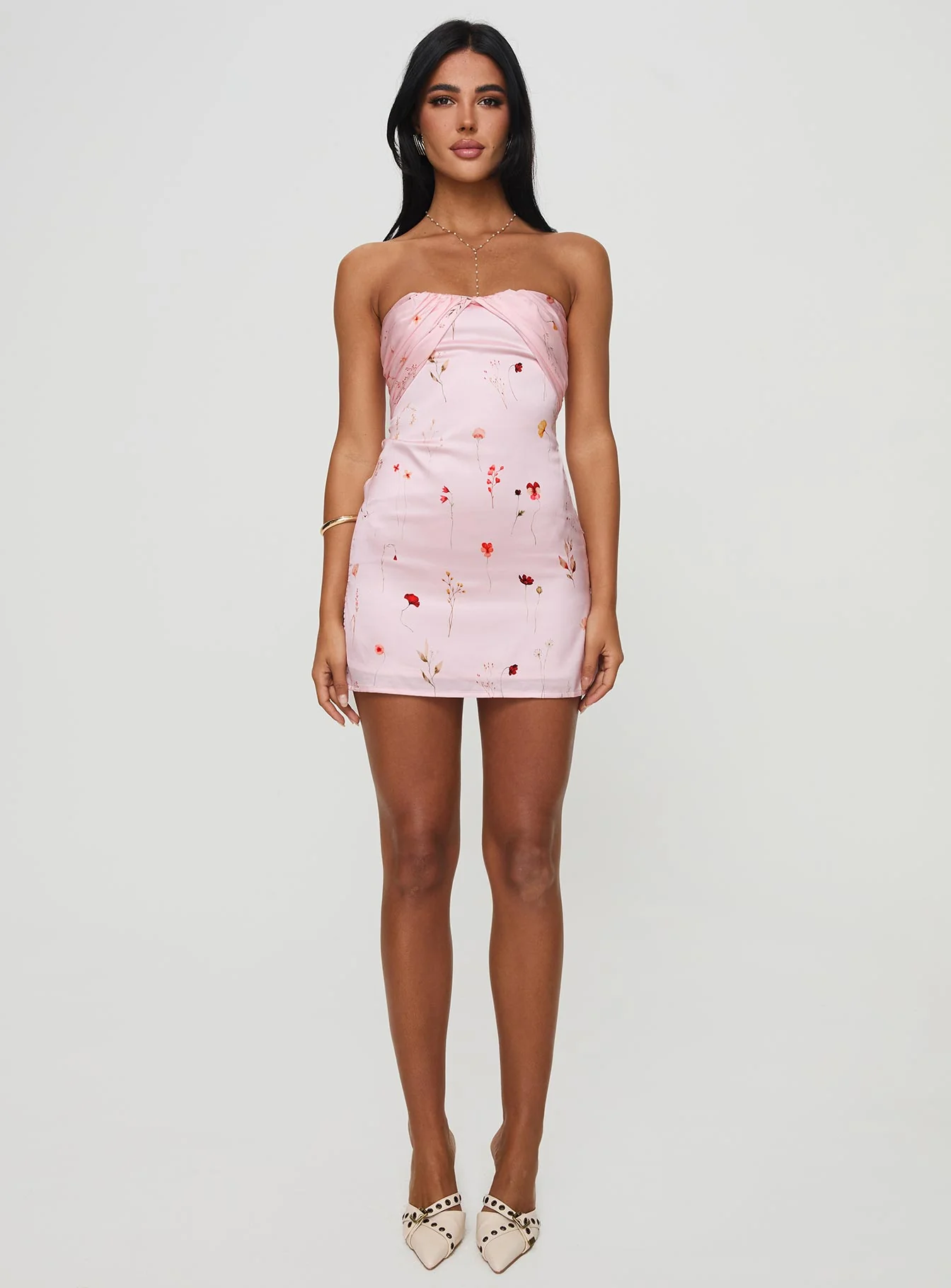 Irena Strapless Mini Dress Pink Floral