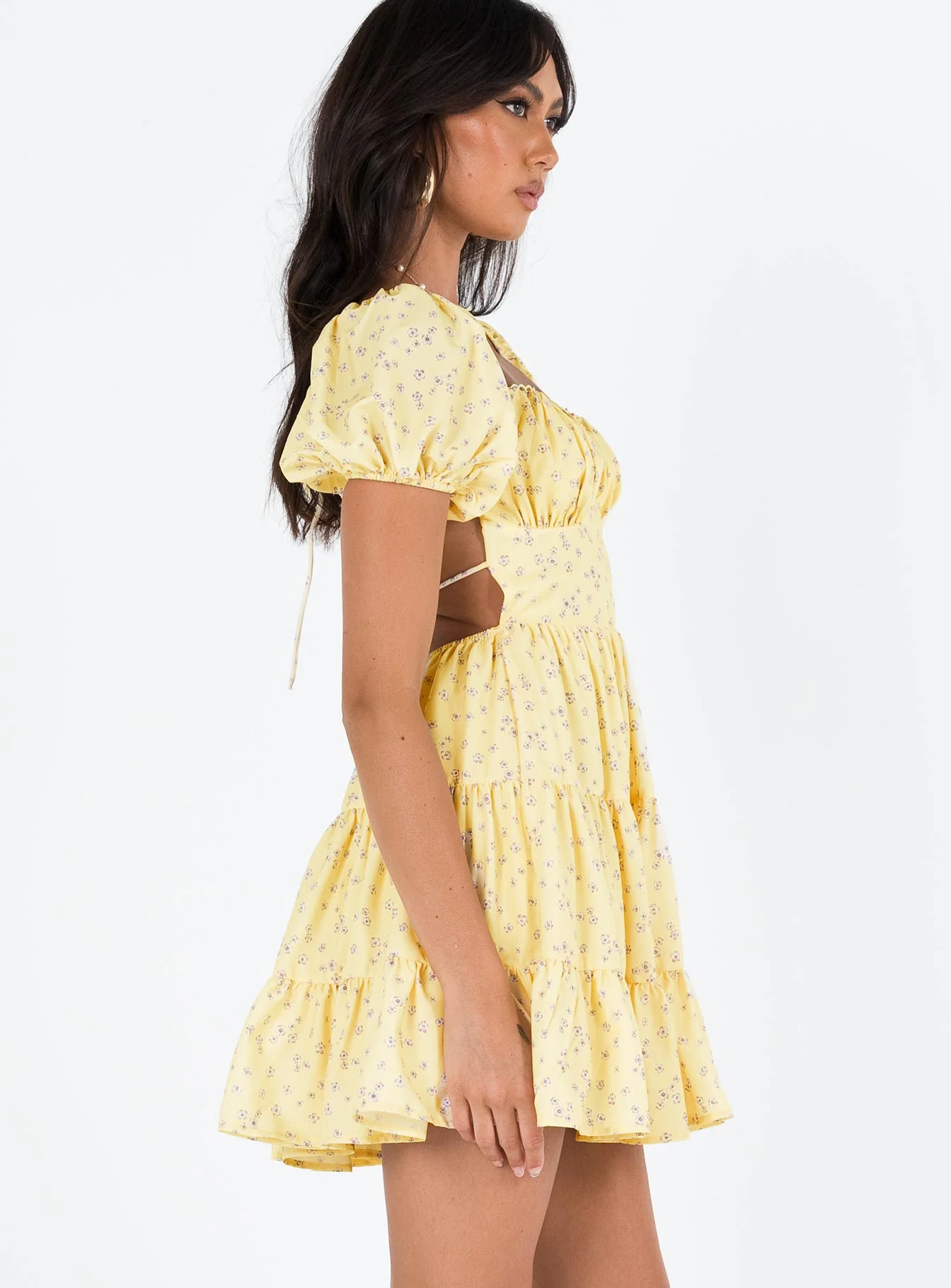 Danny Mini Dress Yellow Floral