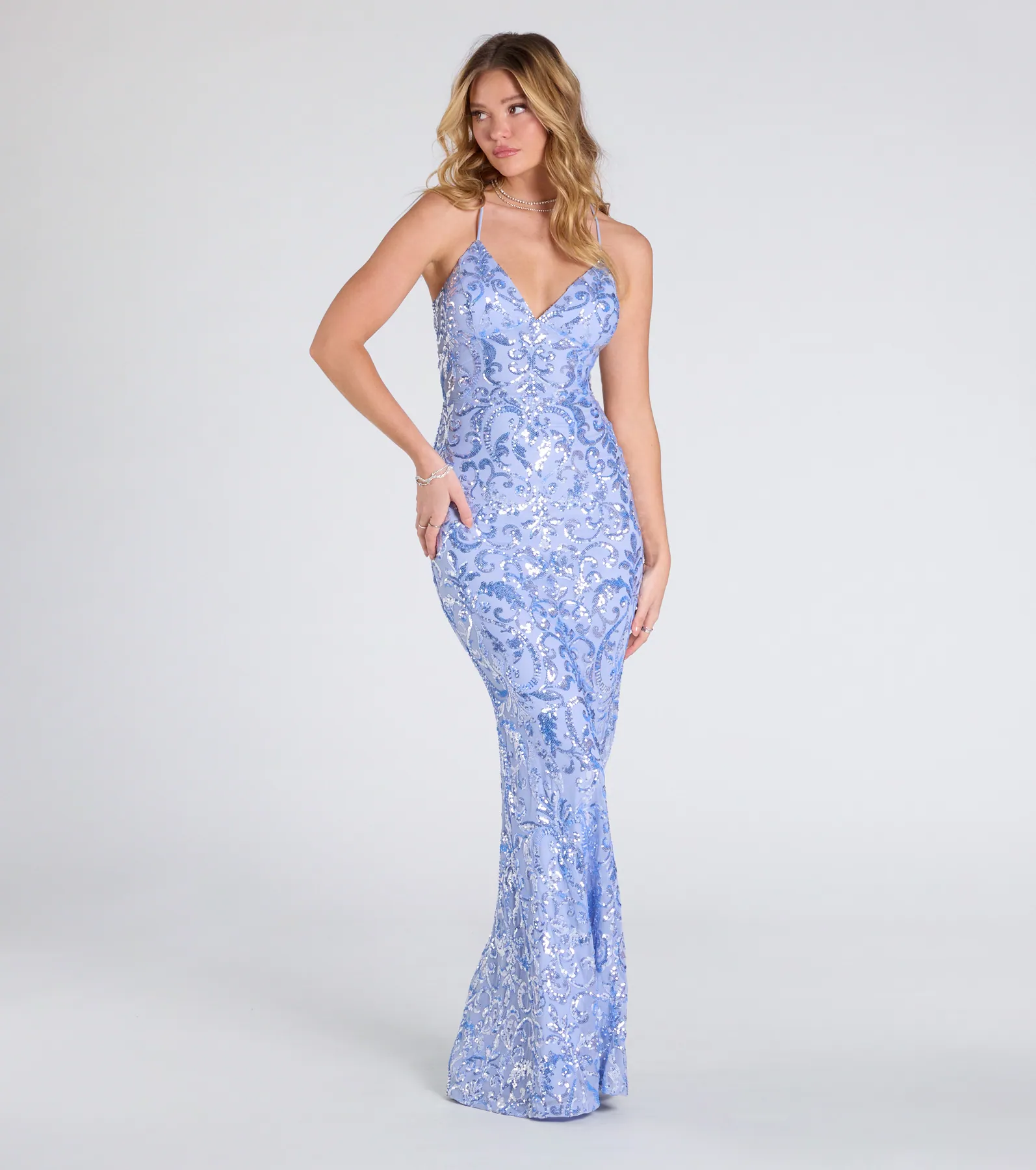 Bethanie Formal Sequin V-Neck Mermaid Dress