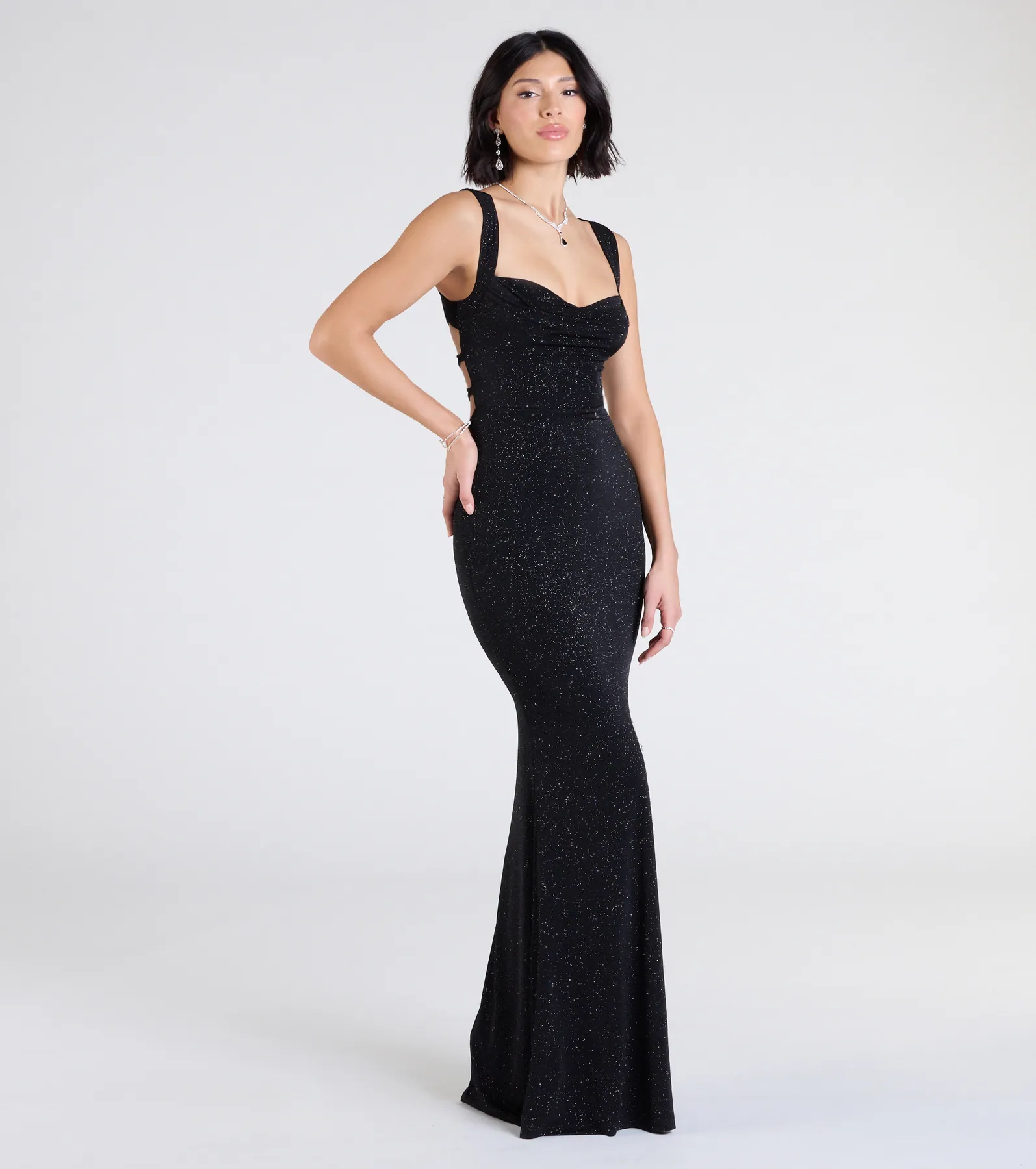 Shelia Lace-Up Mermaid Glitter Formal Dress