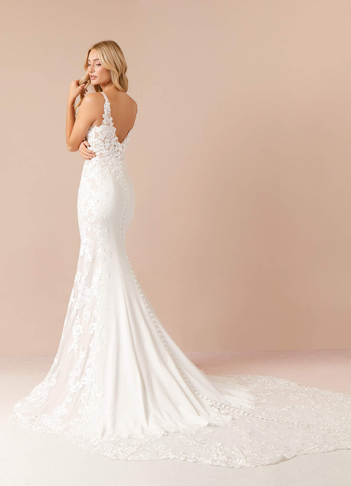 Diamond White Mermaid Sequins Stretch Crepe Dress