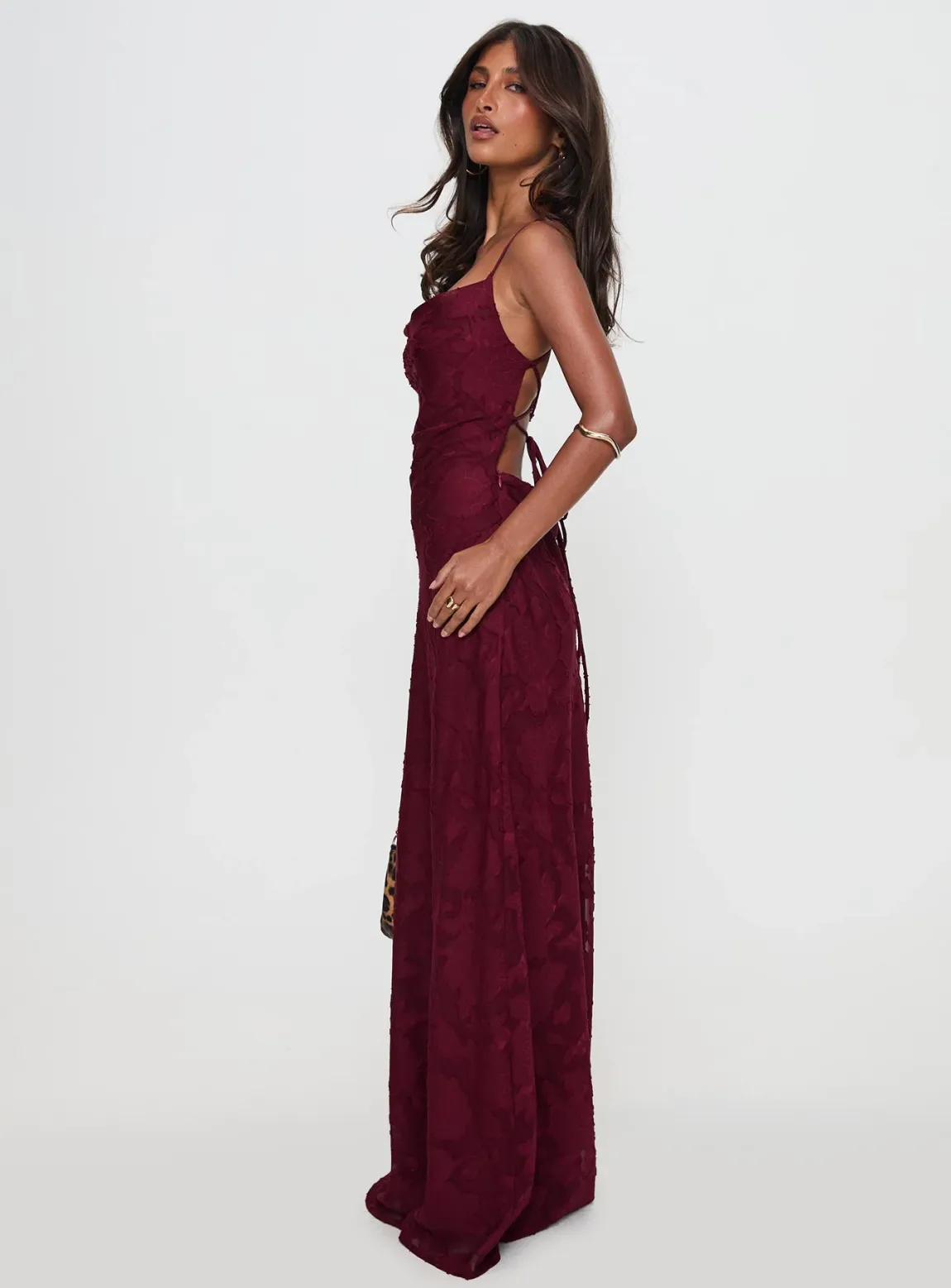 Celena Maxi Dress Burgundy Burnout