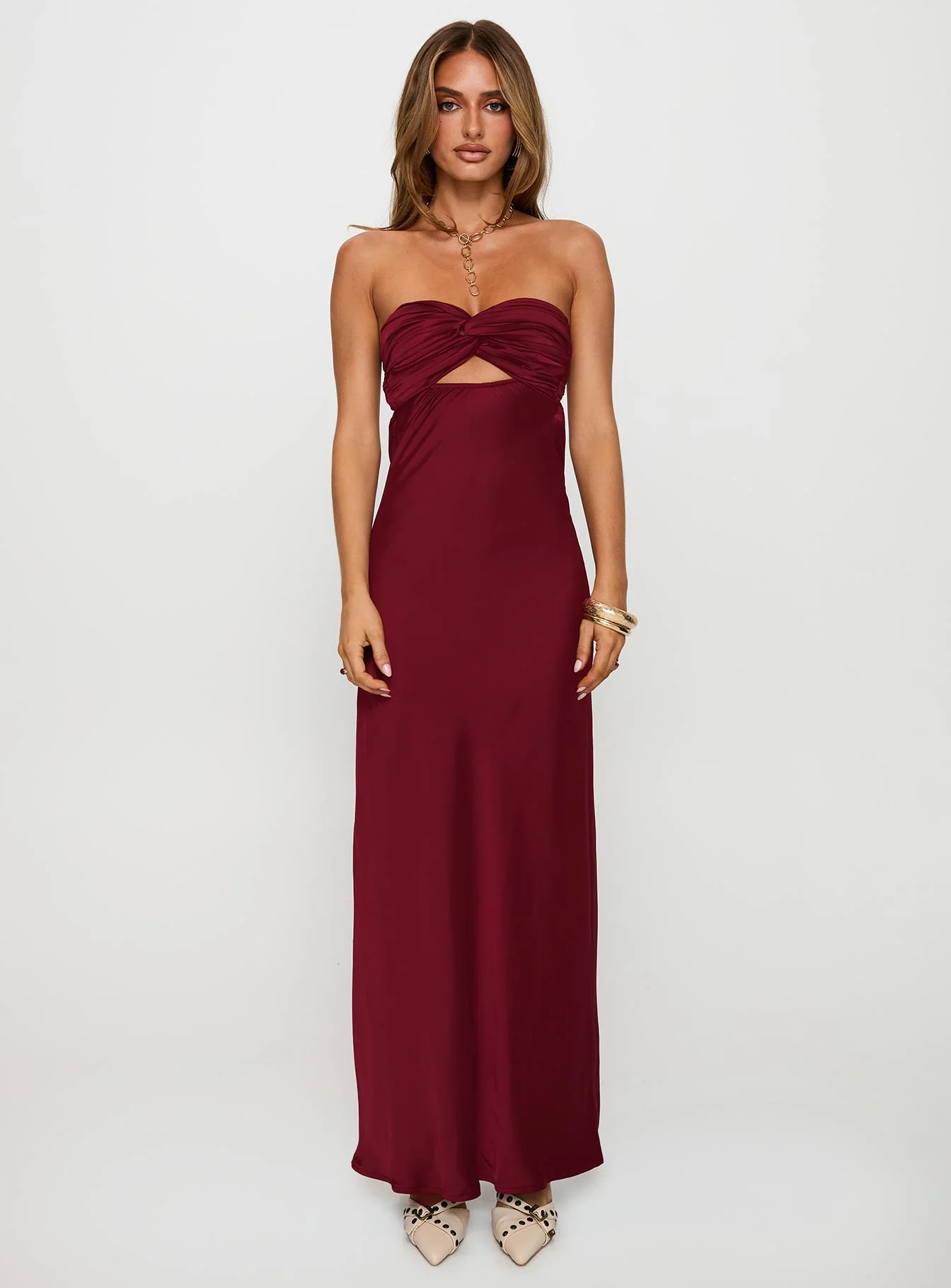 Faviola Strapless Maxi Dress Burgundy