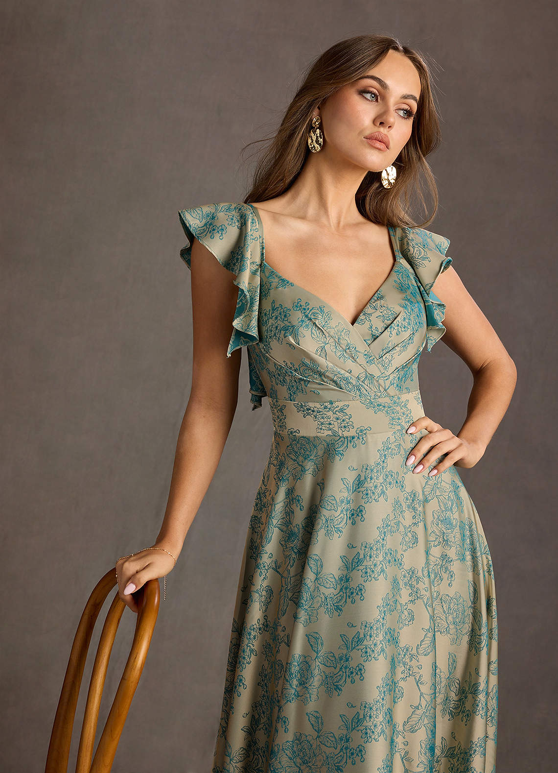 Leilani Platinum Teal Maxi Dress