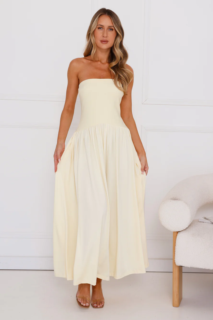 Palmetto Strapless Maxi Dress Yellow