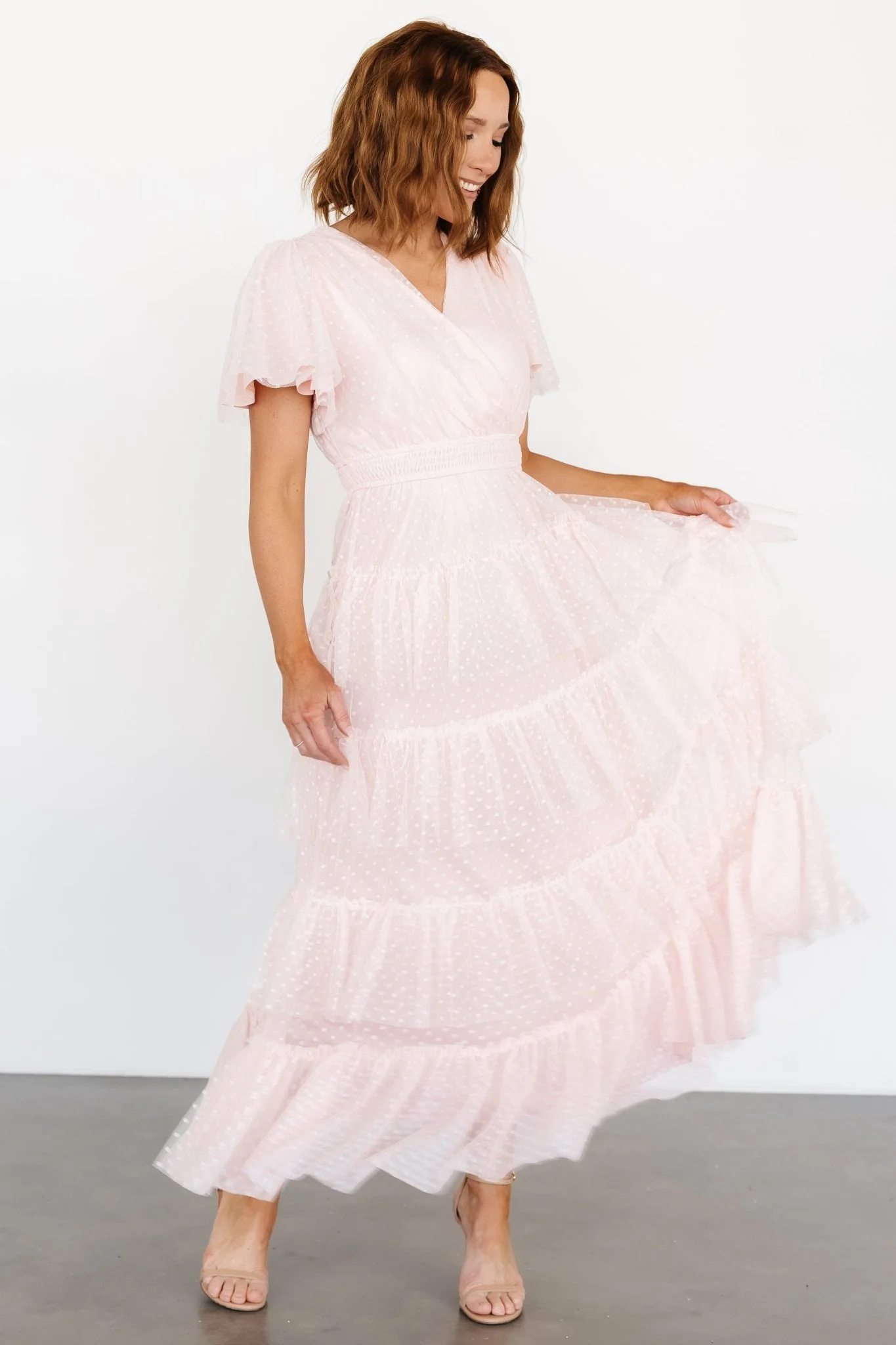 Laia Tiered Maxi Dress | Pale Blush
