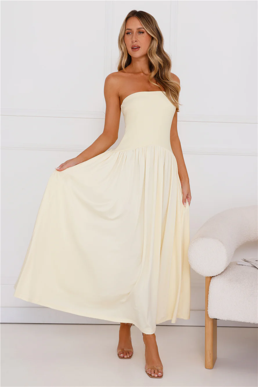 Palmetto Strapless Maxi Dress Yellow