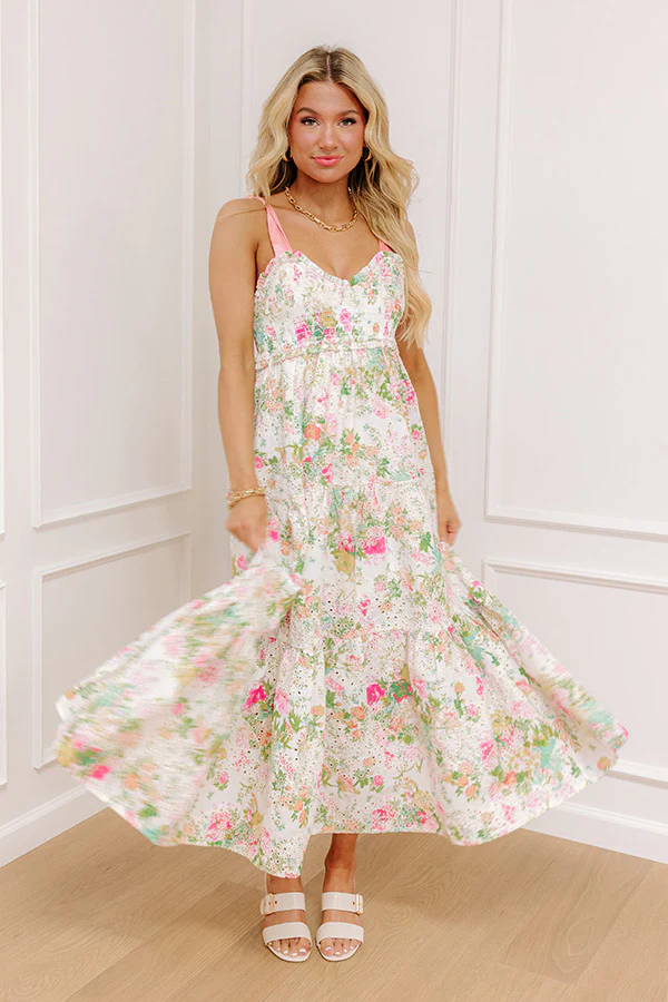 Garden Grace Floral Eyelet Maxi Dress