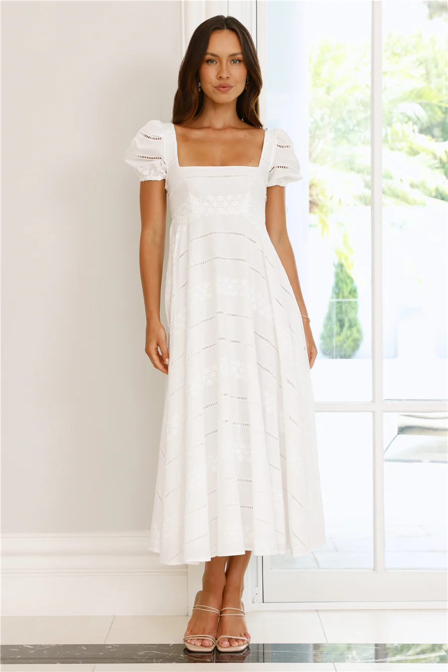 Honeysuckle Haven Maxi Dress White