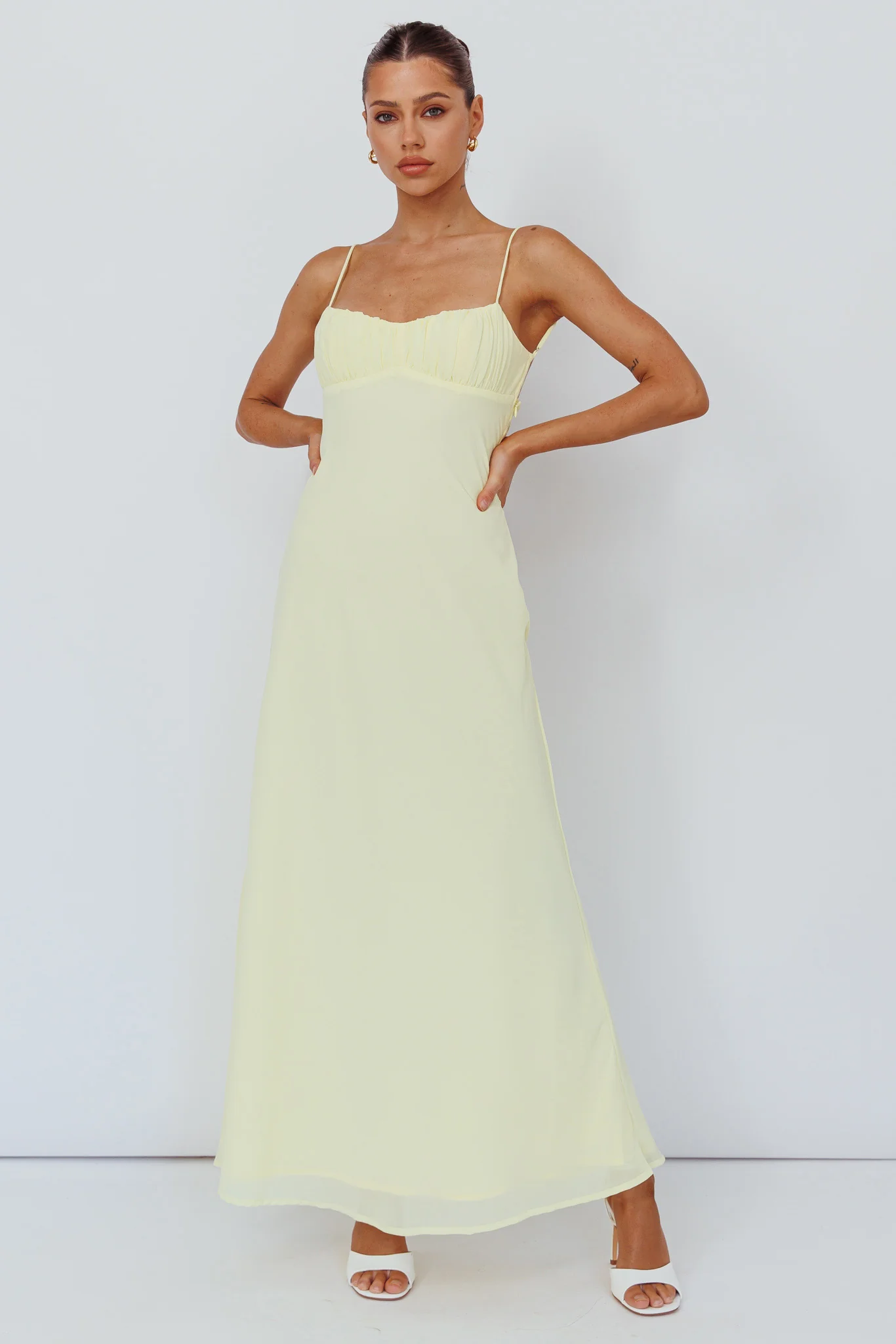 Nerida Twist Back Maxi Dress Lemon