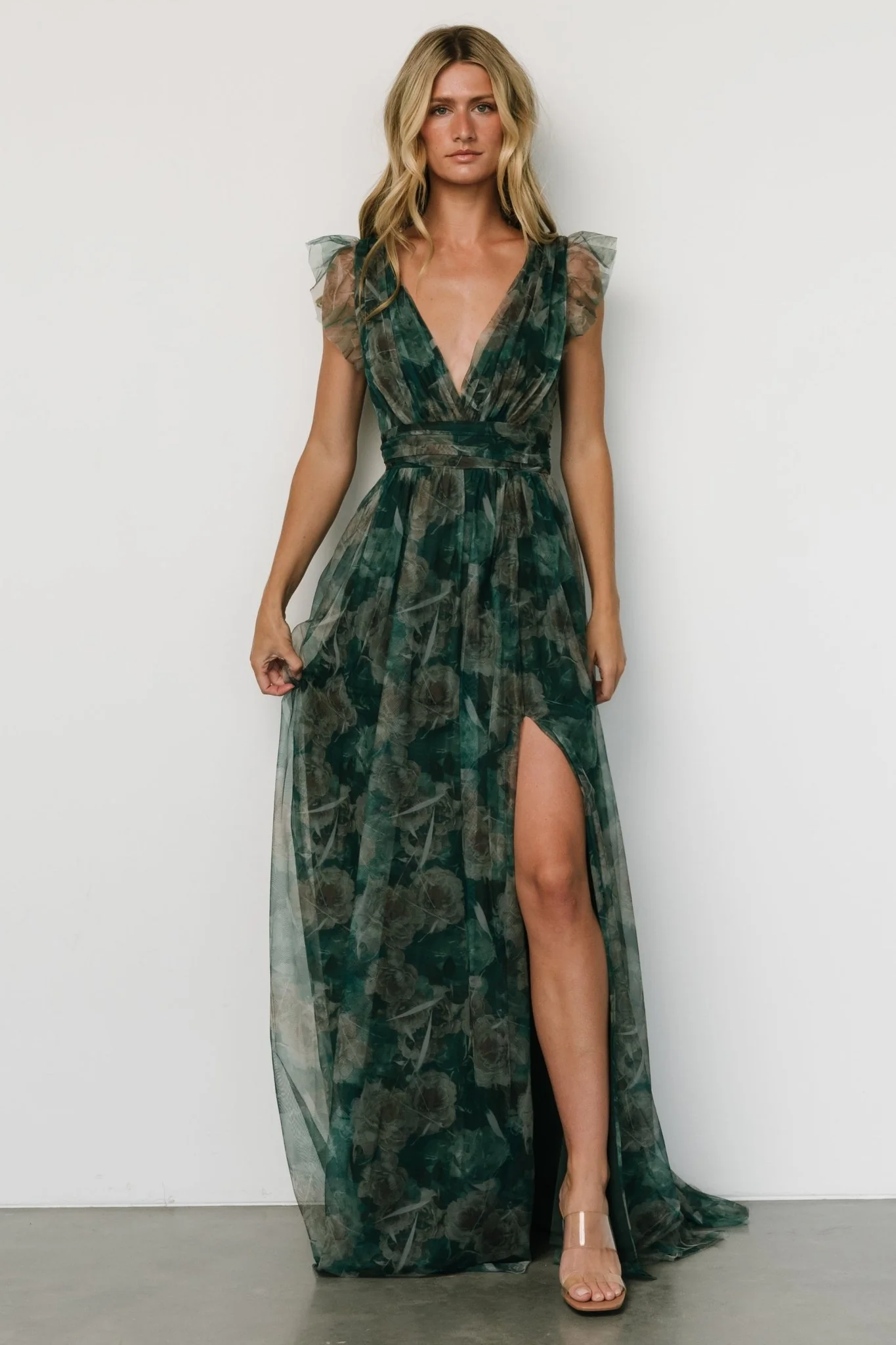 Carmine Maxi Dress | Green Floral