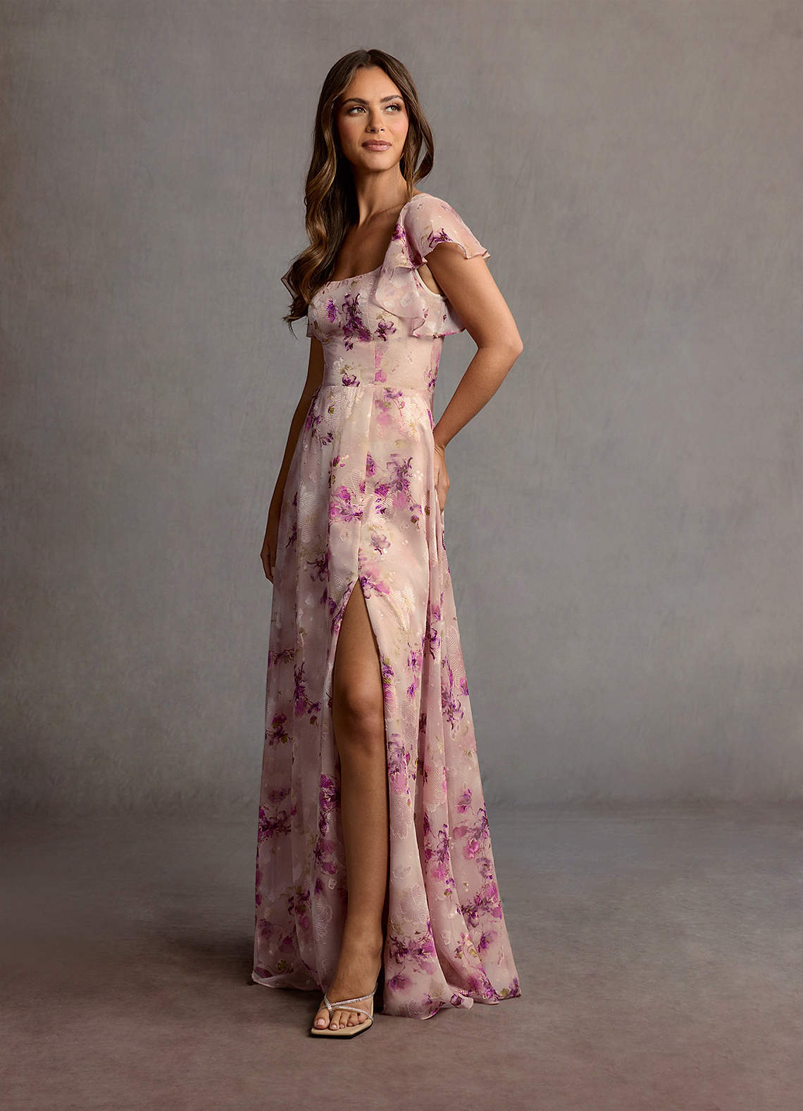 Halle Mauve Floral Maxi Dress