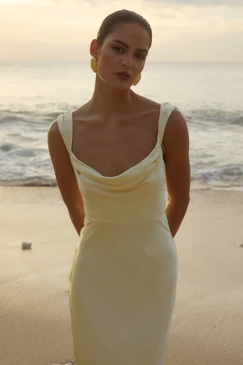 Margot Cowl Neck Satin Maxi Dress