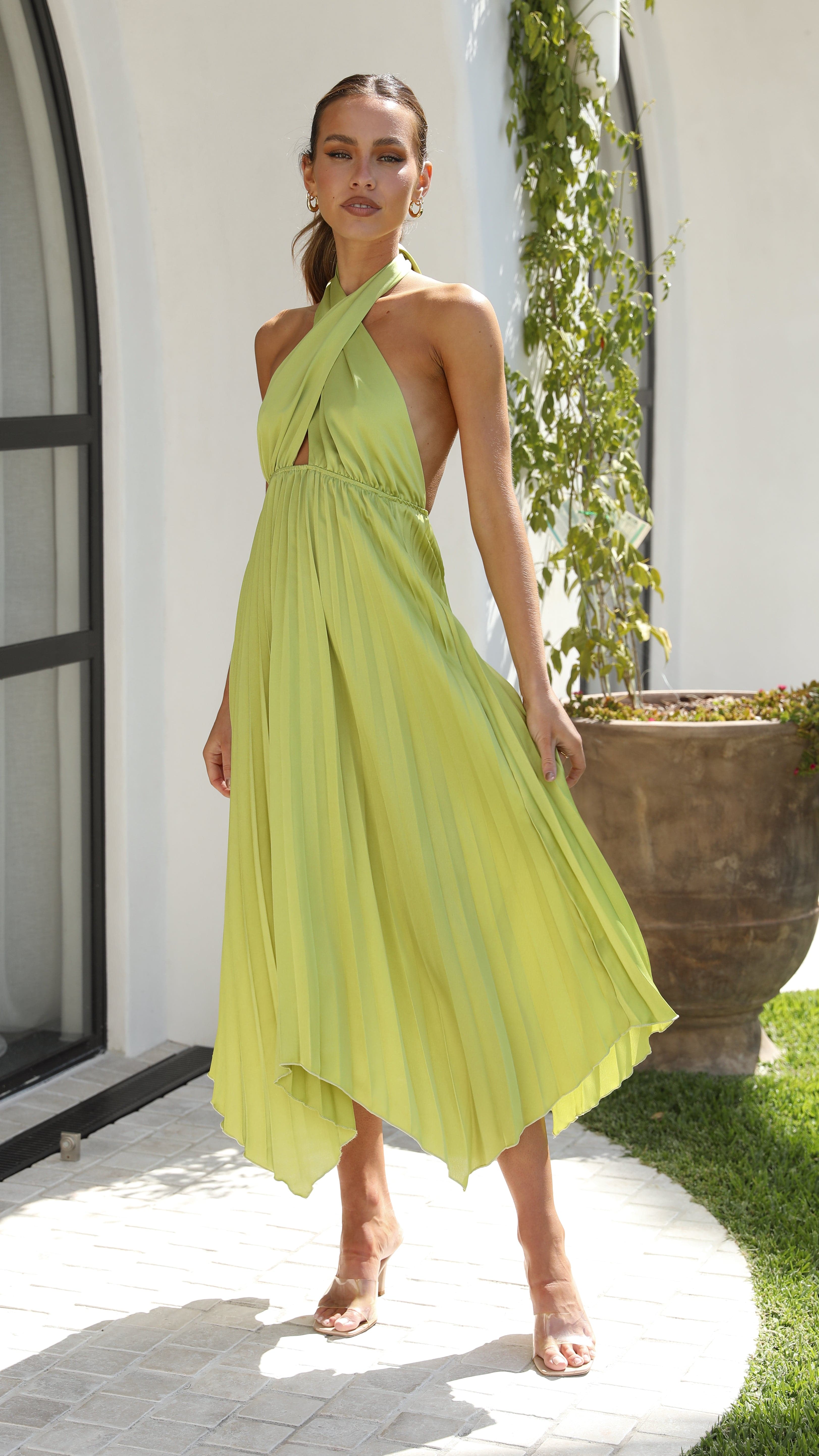 Miami Midi Dress - Lime