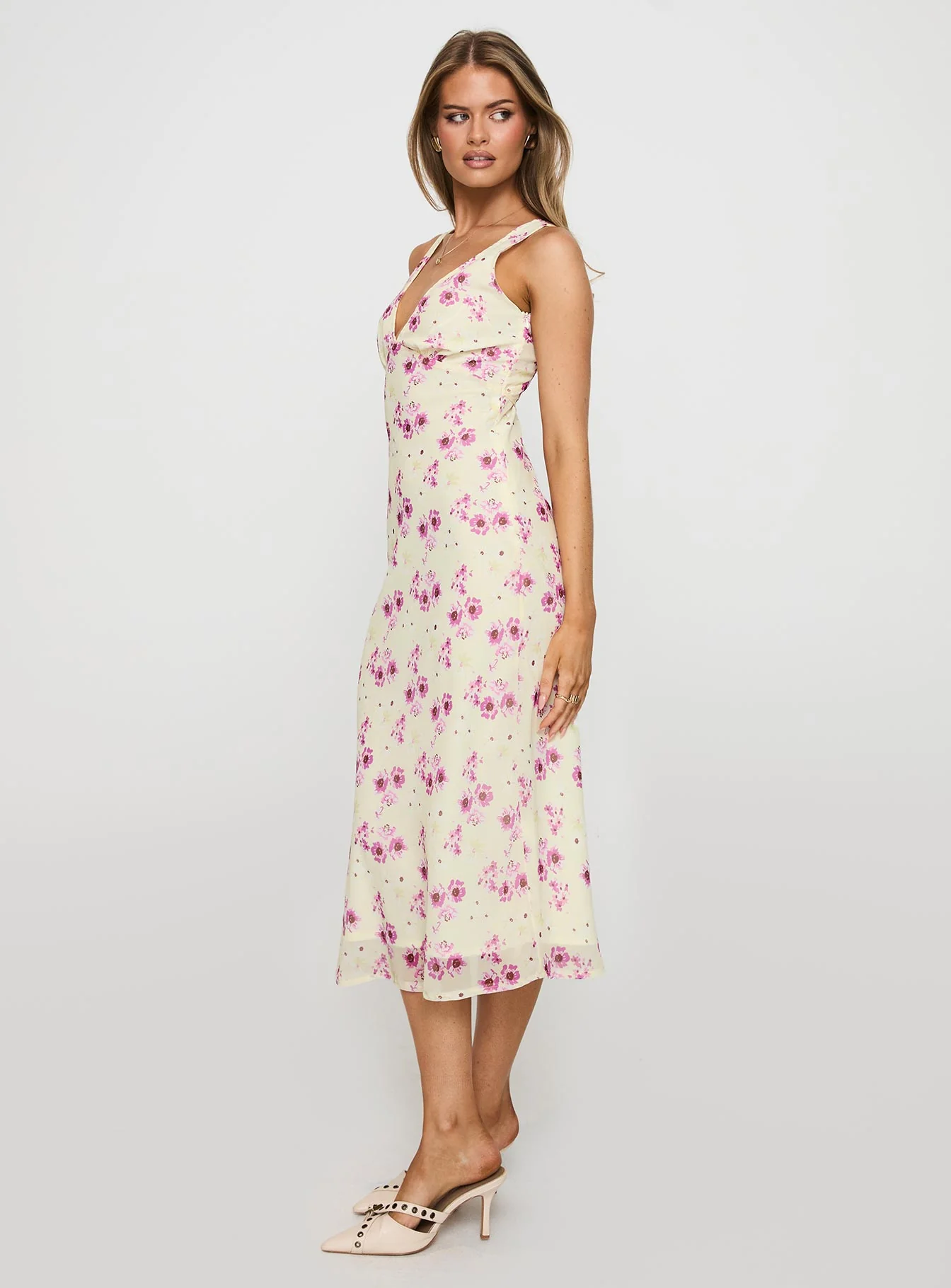 Nellie Midi Dress Yellow Floral