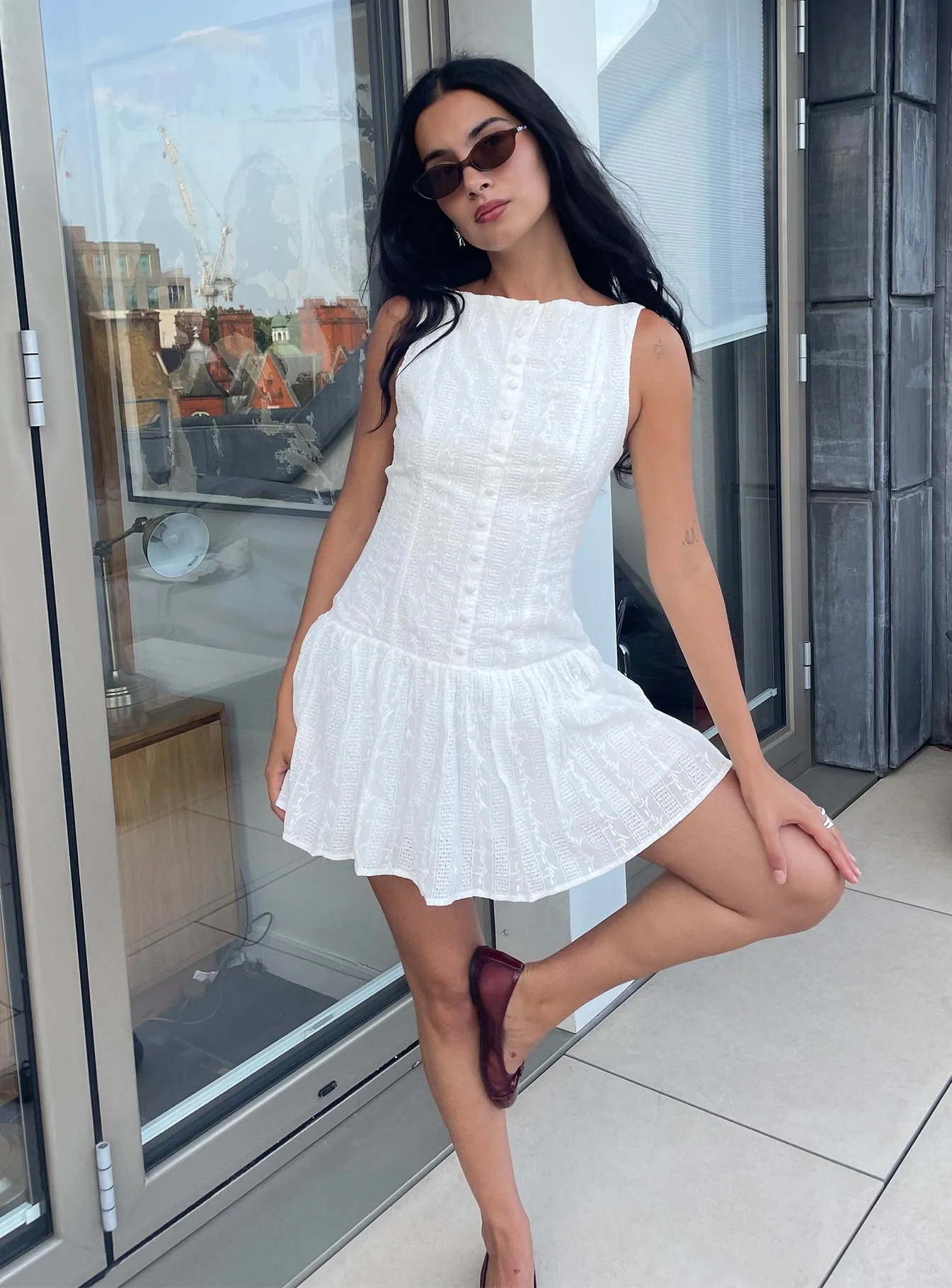 Sweeter Places Embroidered Mini Dress White