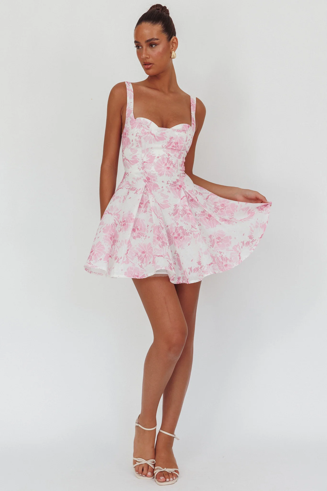 Get My Attention Off-Shoulder Mini Dress Floral Pink