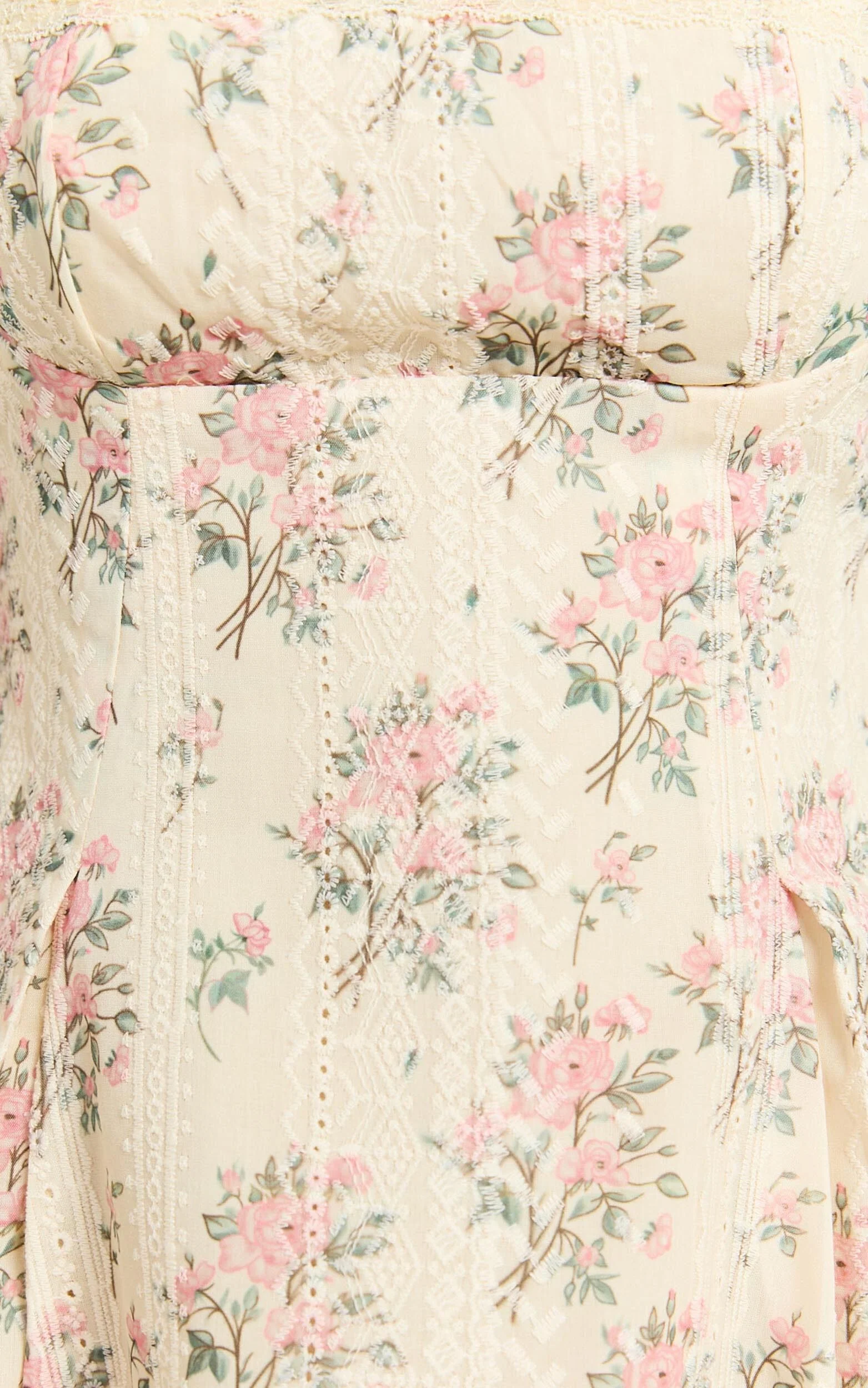 Griza Mini Dress - Square Neck Lace Trim Dress in Ditsy Floral