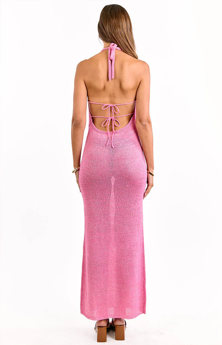 Charlette Pink Knit Maxi Dress