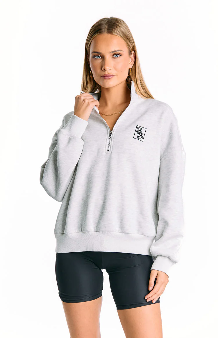 Yazmin Grey Marl Quarter Zip Jumper