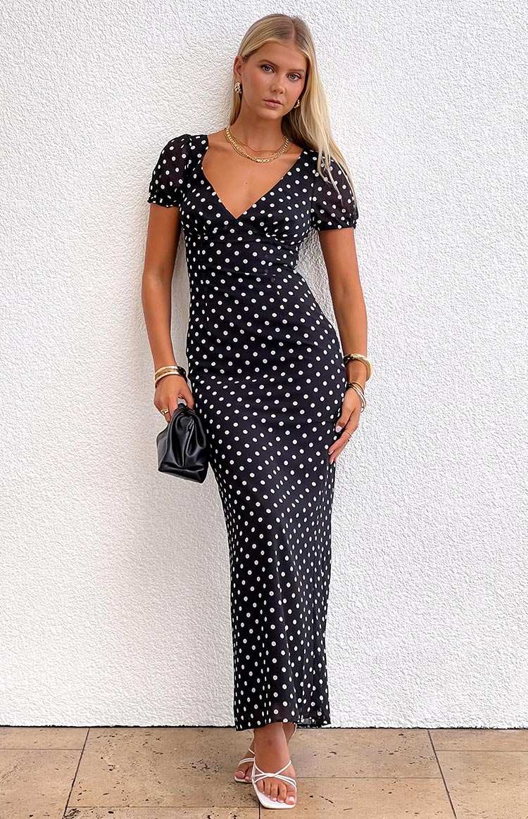 Lovella Black Polka Dot Maxi Dress