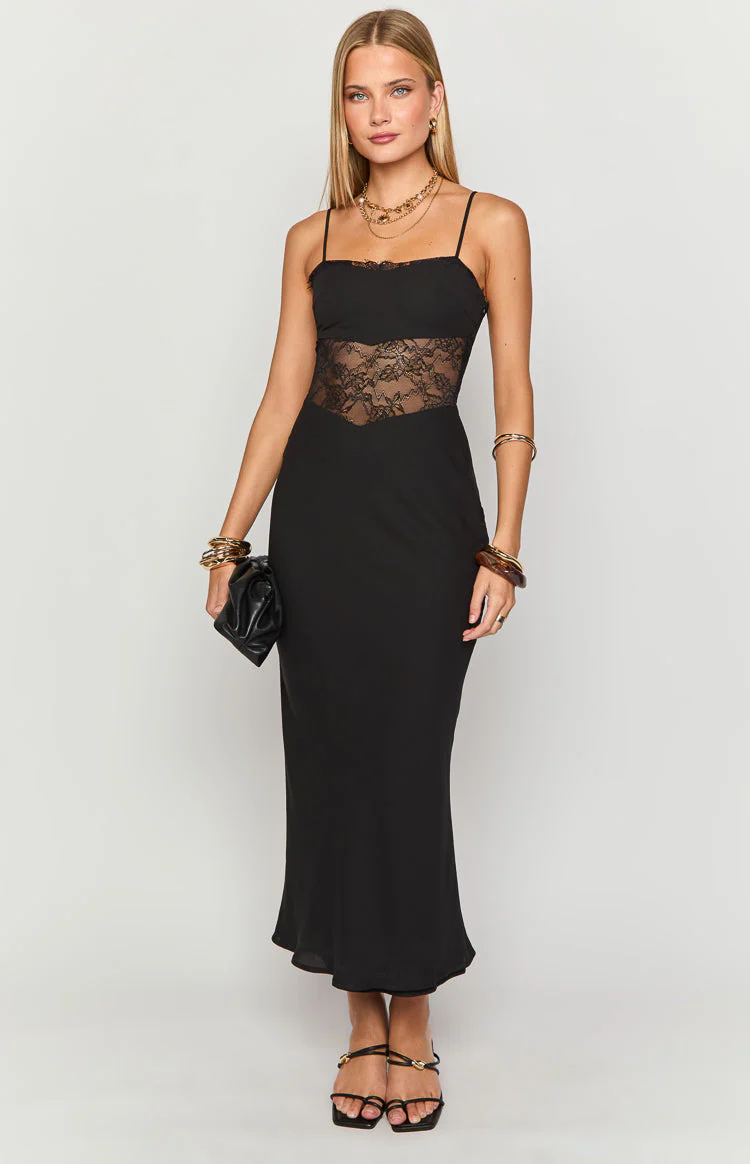 Sophee Black Lace Maxi Dress
