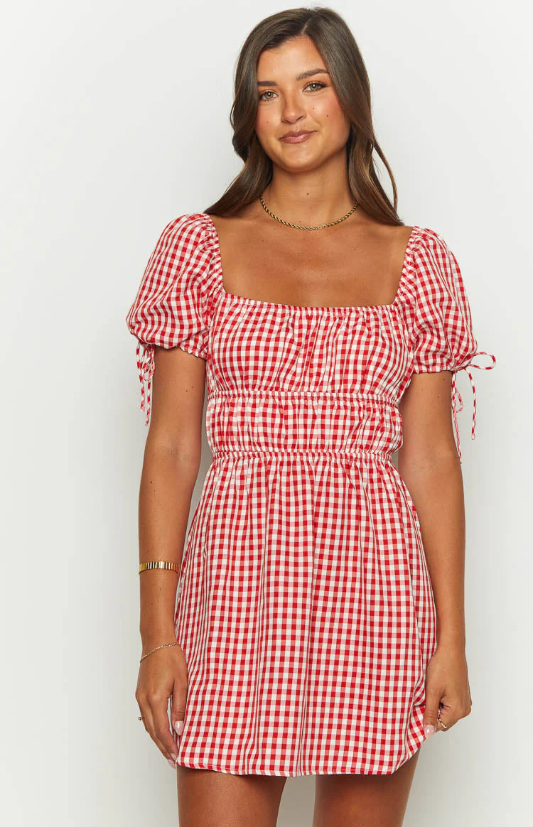 I'm Yours Red Gingham Mini Dress