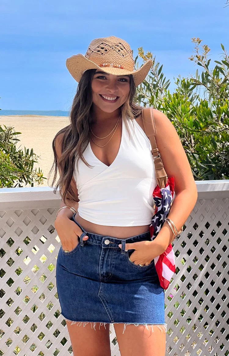 Siletto Star Blue Denim Low Rise Mini Skirt