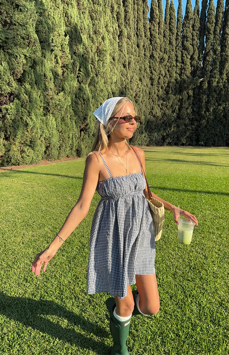 Avara Black Gingham Mini Dress