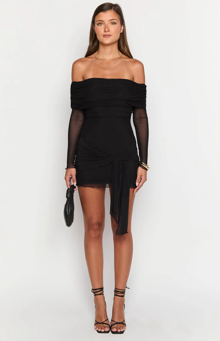 Paige Black Off The Shoulder Mini Dress